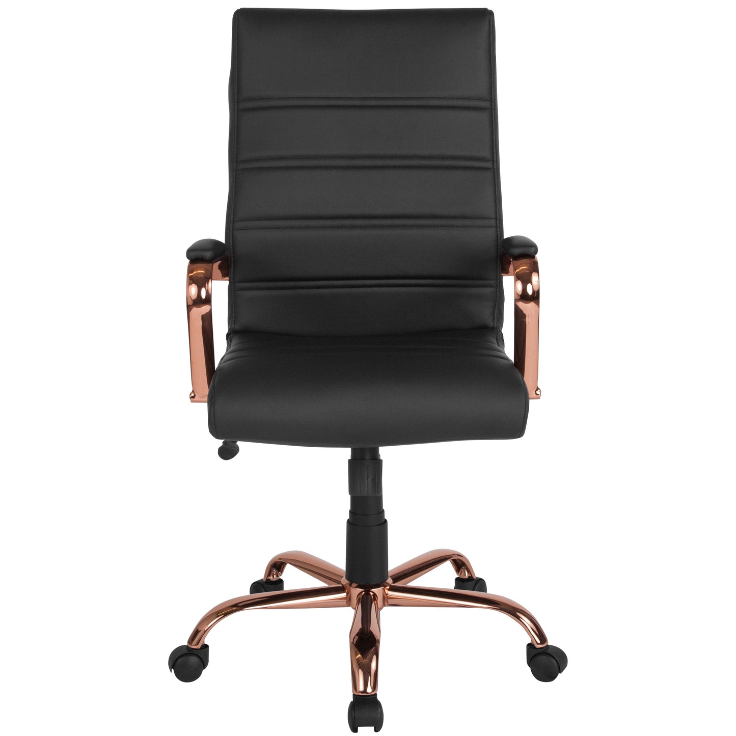 Black High Back Leather Chair GO-2286H-BK-RSGLD-GG