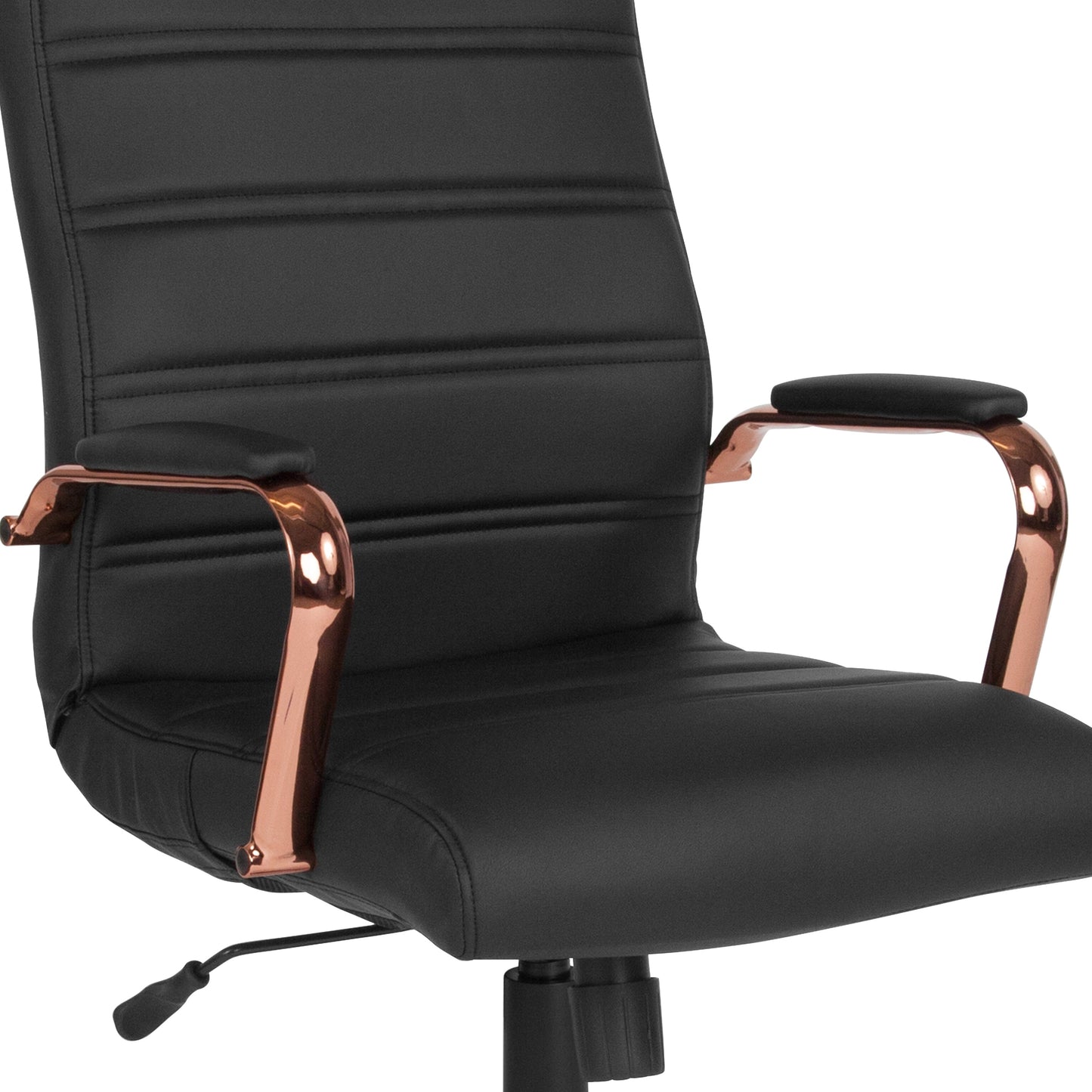 Black High Back Leather Chair GO-2286H-BK-RSGLD-GG