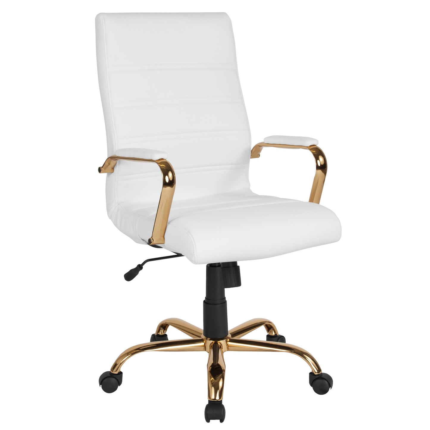 White High Back Leather Chair GO-2286H-WH-GLD-GG