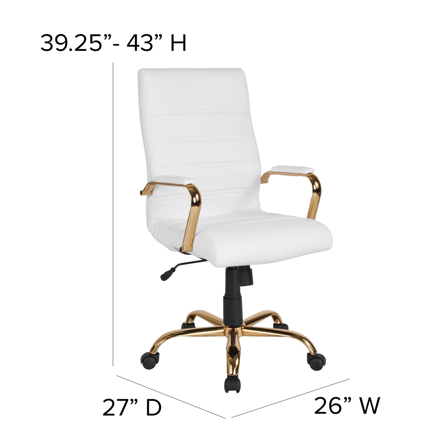 White High Back Leather Chair GO-2286H-WH-GLD-GG