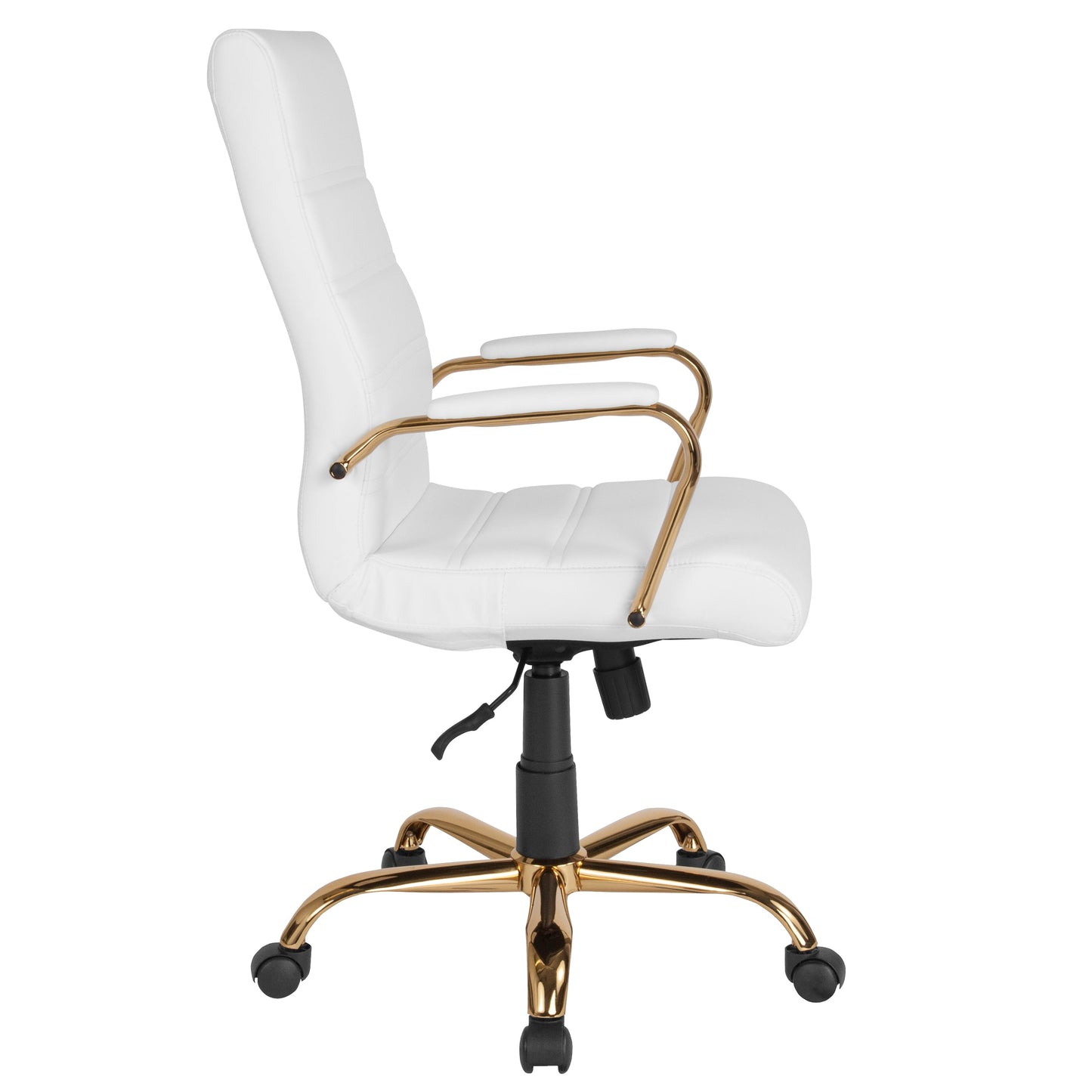 White High Back Leather Chair GO-2286H-WH-GLD-GG