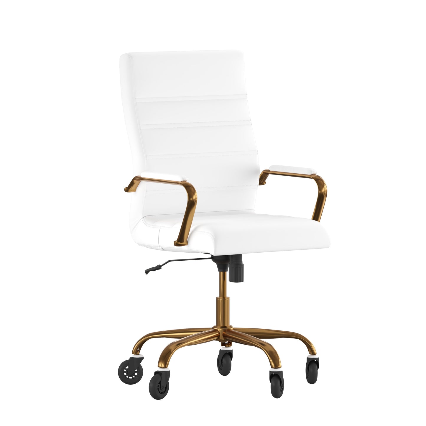 White Chair with Skate Wheels GO-2286H-WH-GLD-RLB-GG