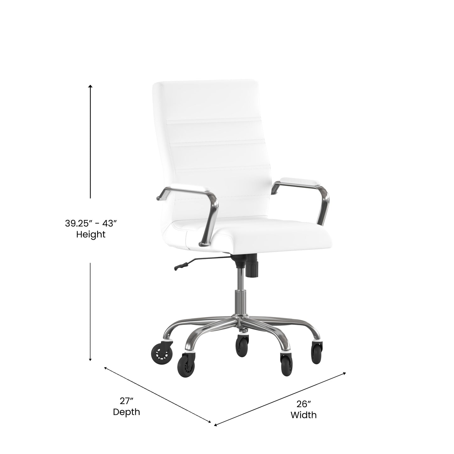 White Chair with Skate Wheels GO-2286H-WH-RLB-GG