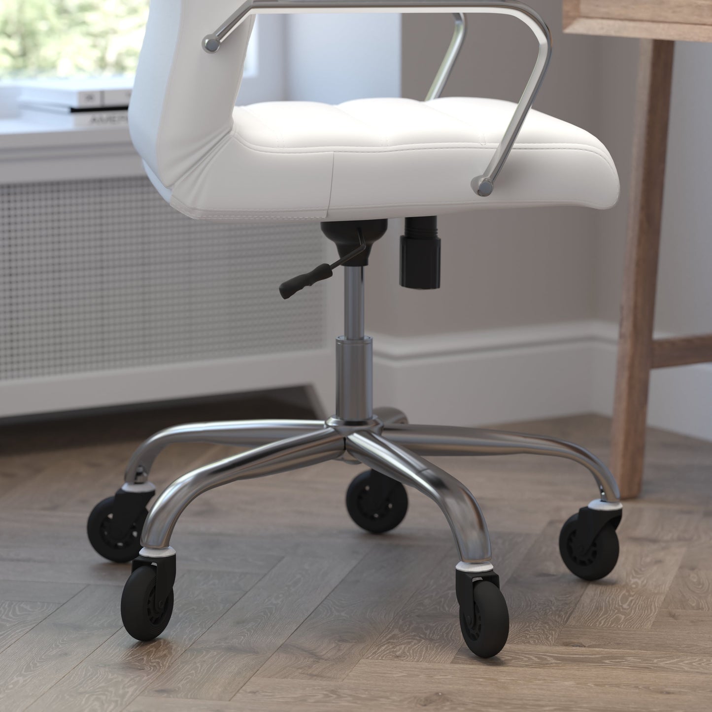 White Chair with Skate Wheels GO-2286H-WH-RLB-GG