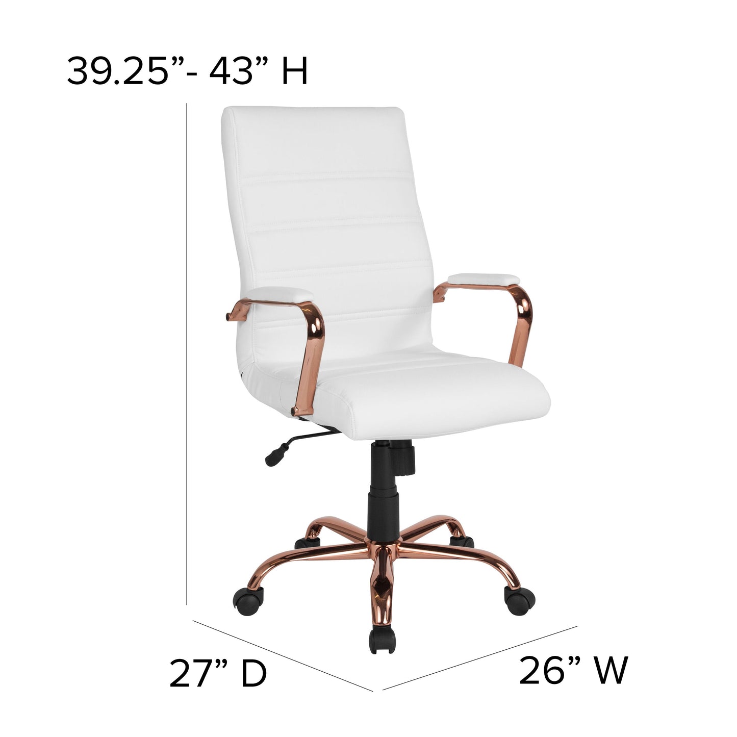 White High Back Leather Chair GO-2286H-WH-RSGLD-GG