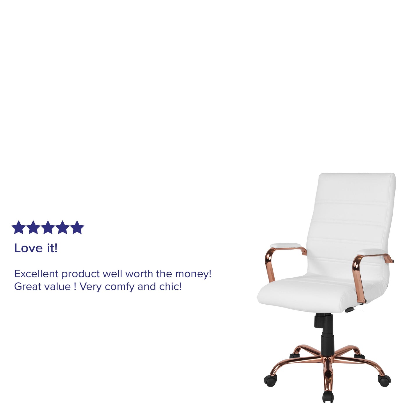 White High Back Leather Chair GO-2286H-WH-RSGLD-GG