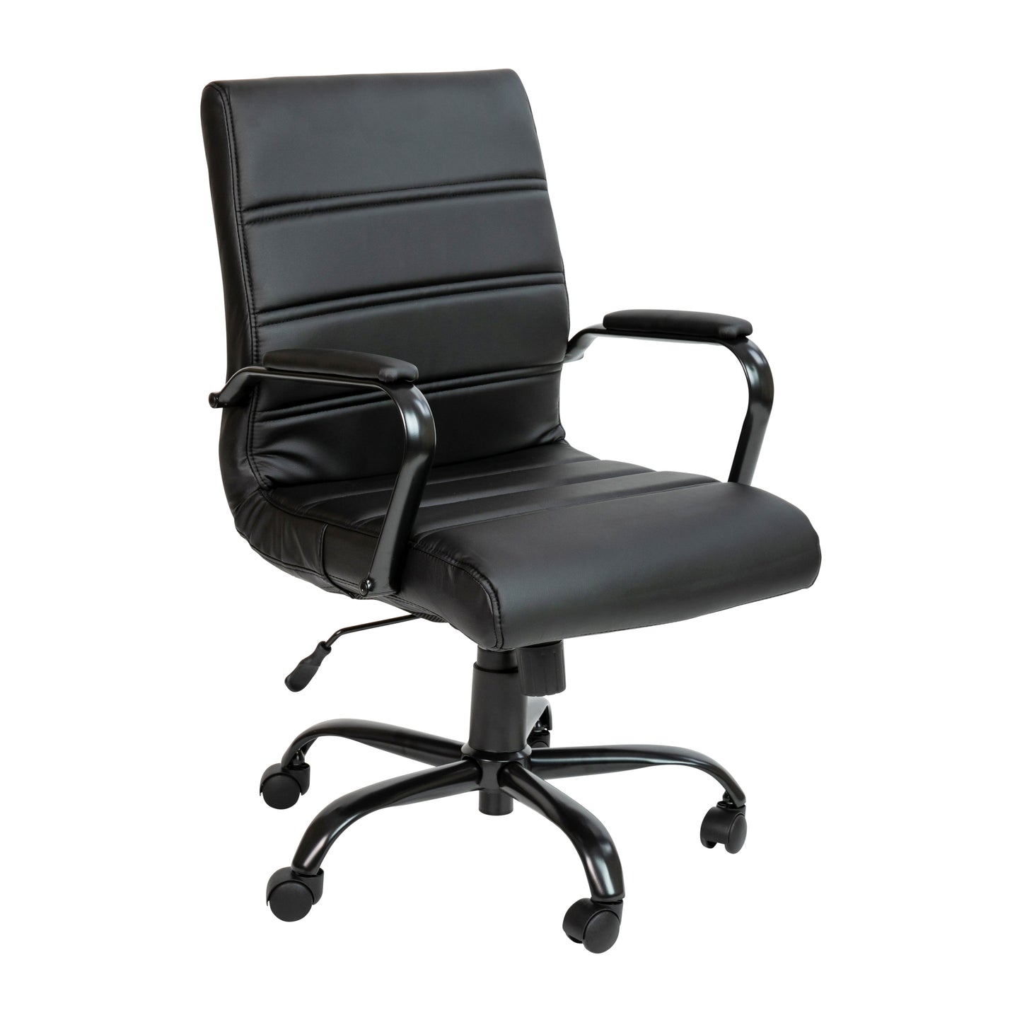 Black Mid-Back Leather Chair GO-2286M-BK-BK-GG