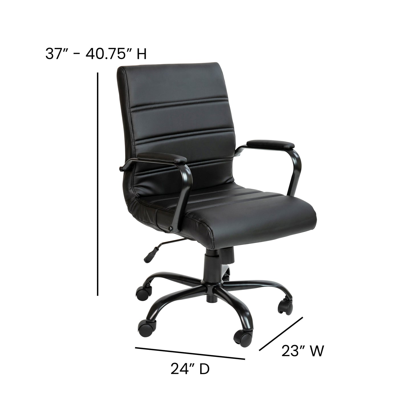 Black Mid-Back Leather Chair GO-2286M-BK-BK-GG