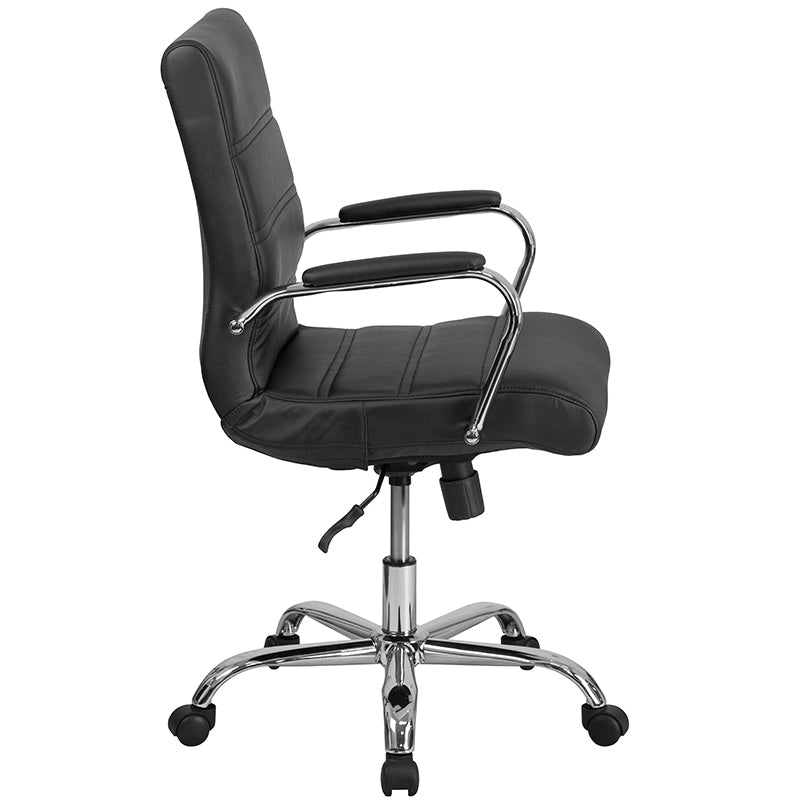 Black Mid-Back Leather Chair GO-2286M-BK-GG