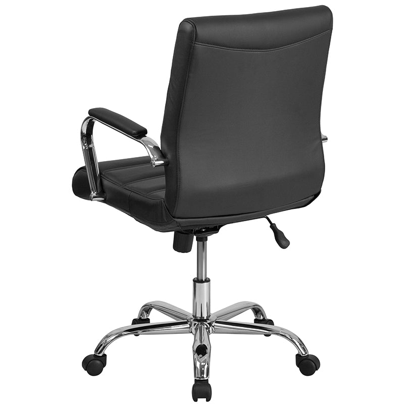 Black Mid-Back Leather Chair GO-2286M-BK-GG