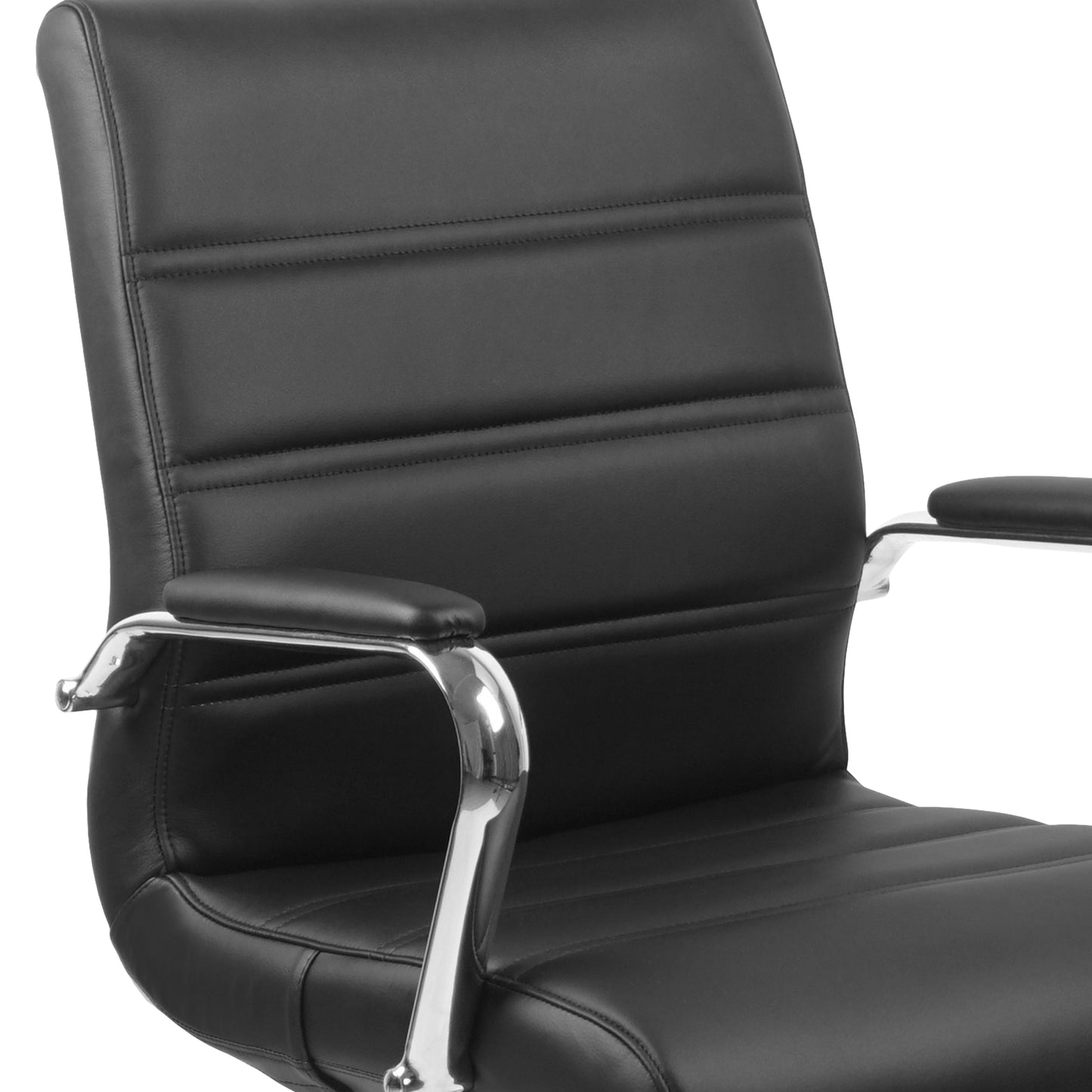 Black Mid-Back Leather Chair GO-2286M-BK-GG