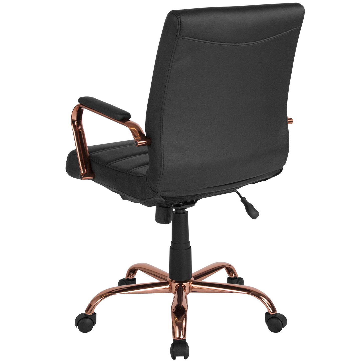 Black Mid-Back Leather Chair GO-2286M-BK-RSGLD-GG