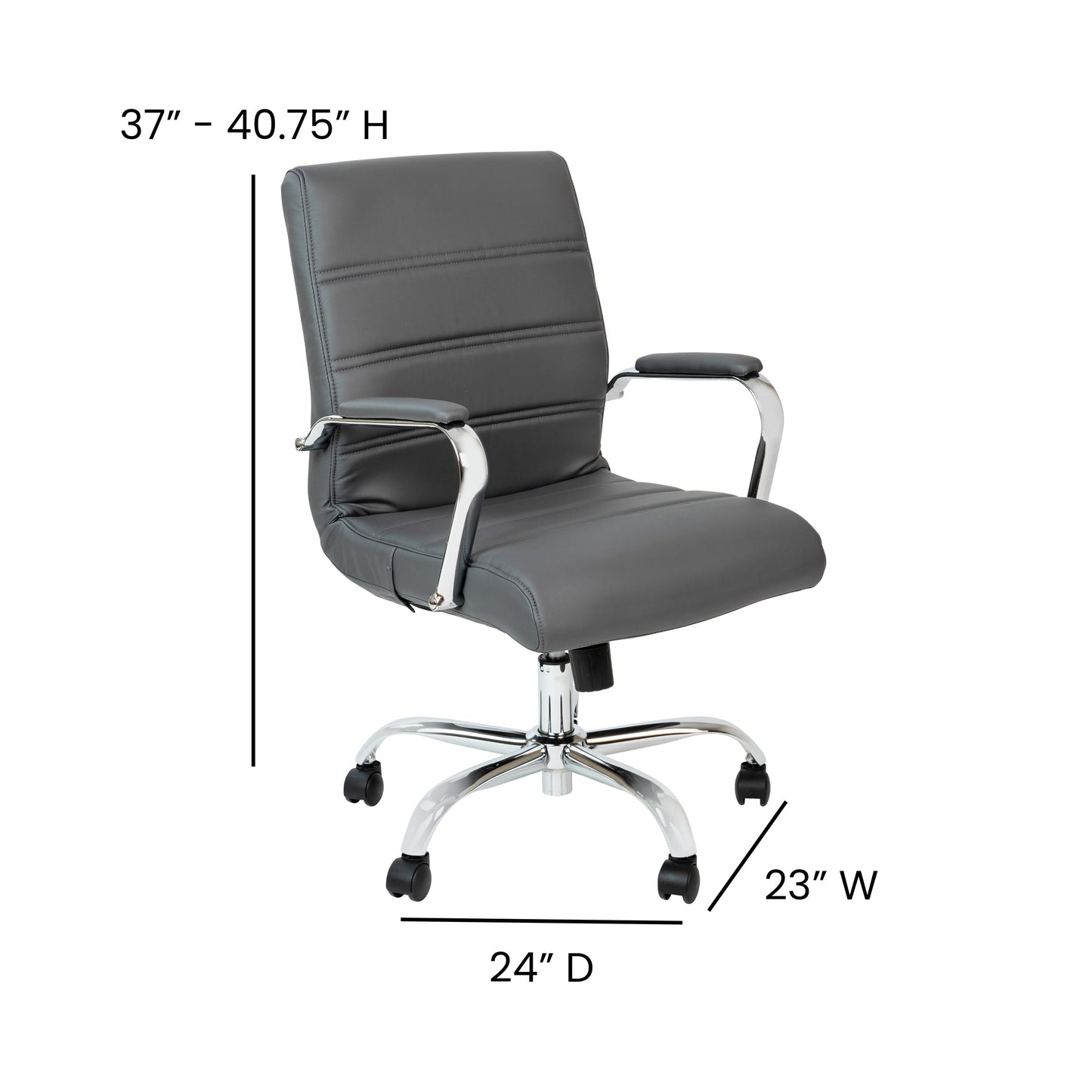 Gray Mid-Back Leather Chair GO-2286M-GR-GG