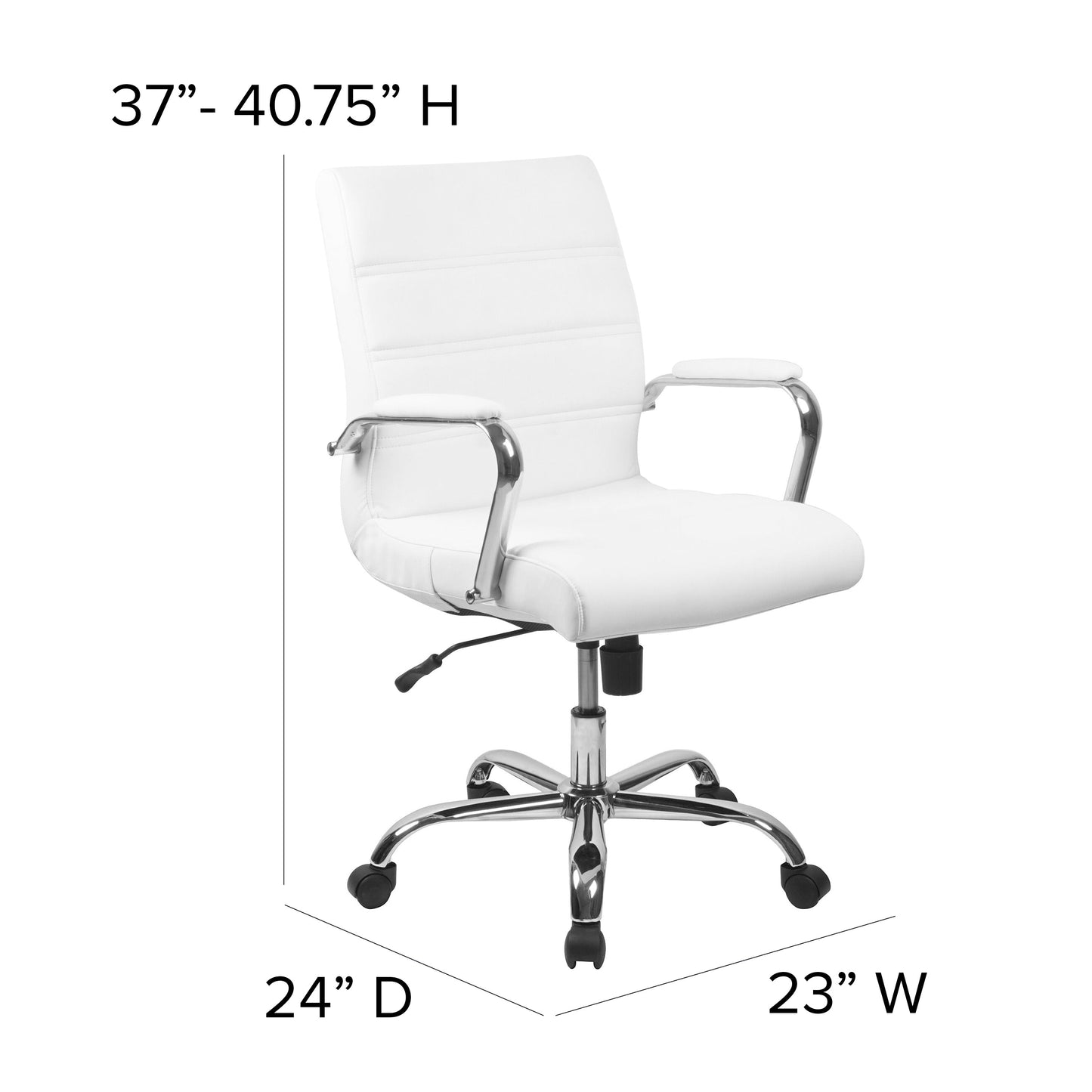 White Mid-Back Leather Chair GO-2286M-WH-GG