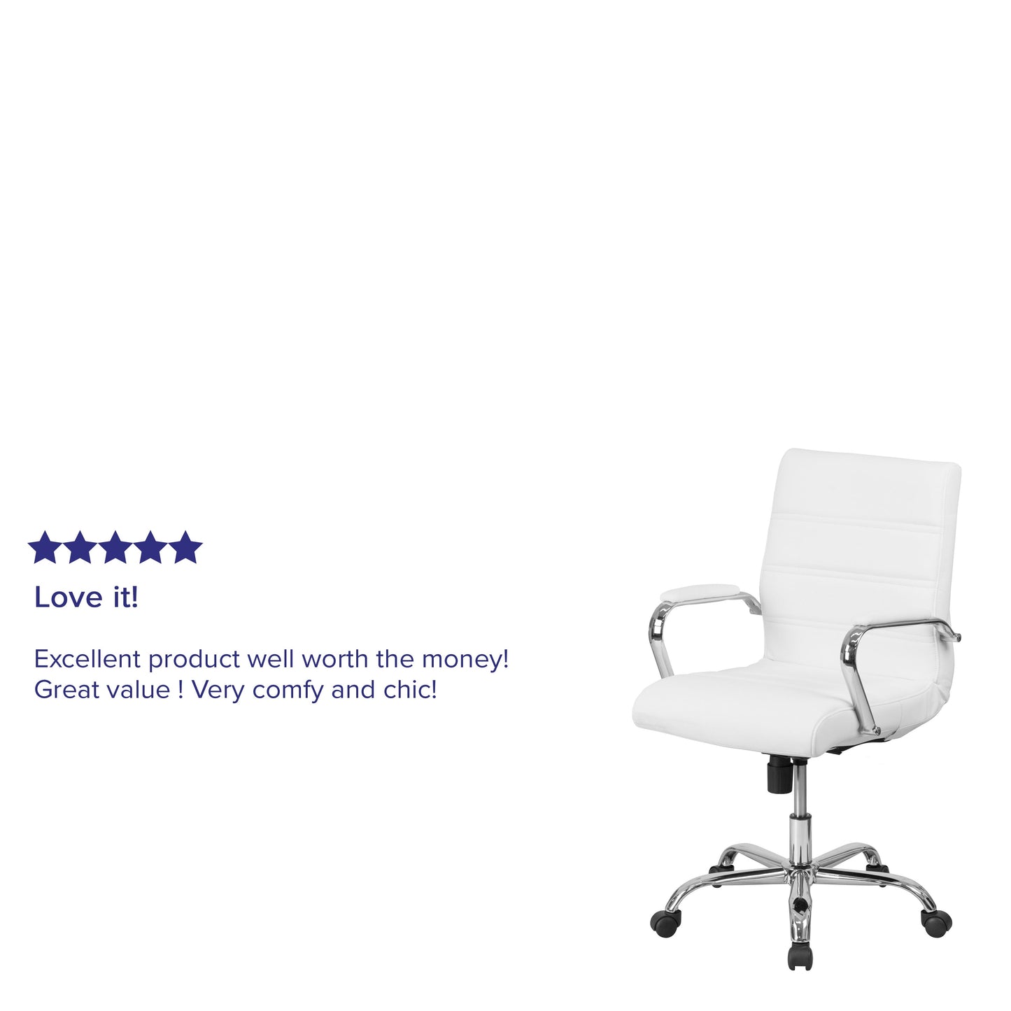 White Mid-Back Leather Chair GO-2286M-WH-GG