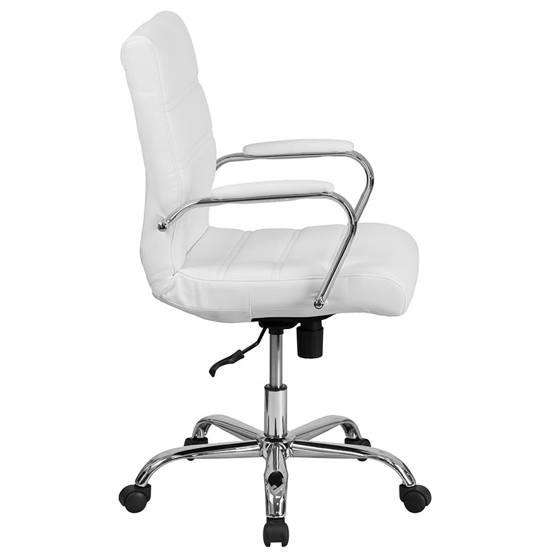 White Mid-Back Leather Chair GO-2286M-WH-GG