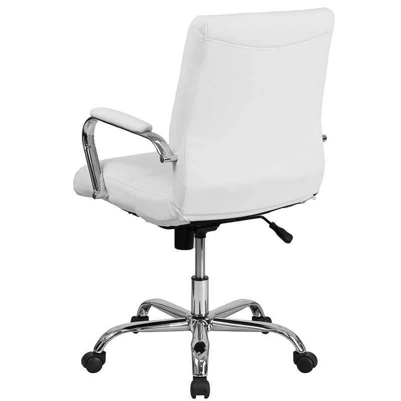 White Mid-Back Leather Chair GO-2286M-WH-GG