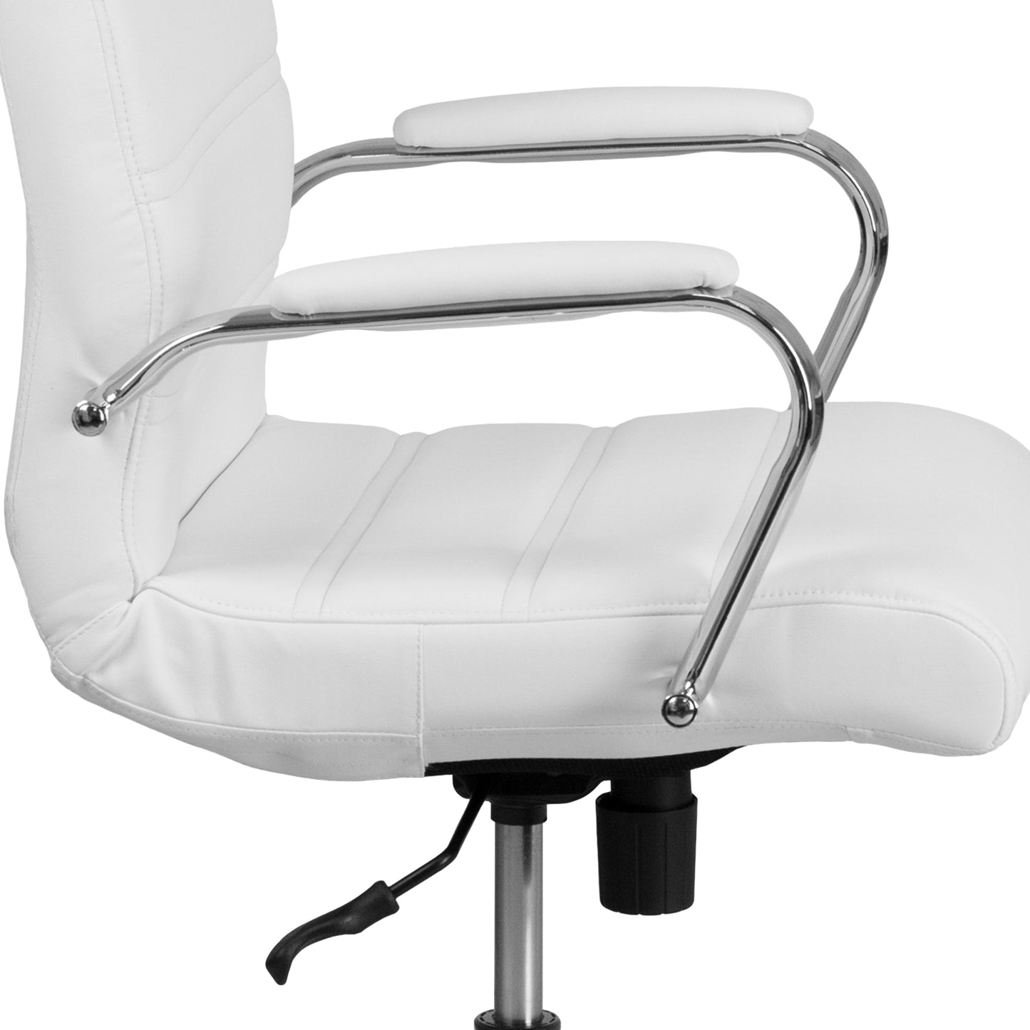 White Mid-Back Leather Chair GO-2286M-WH-GG