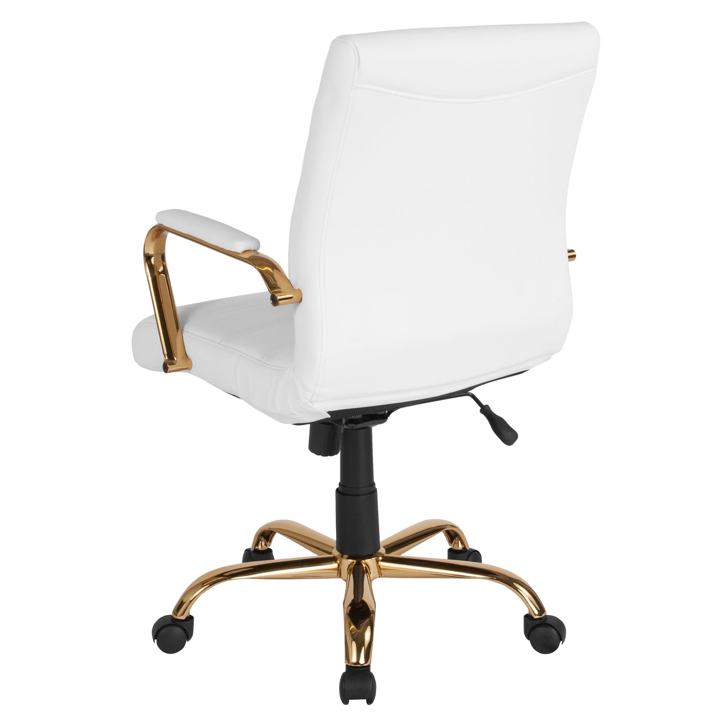 White Mid-Back Leather Chair GO-2286M-WH-GLD-GG