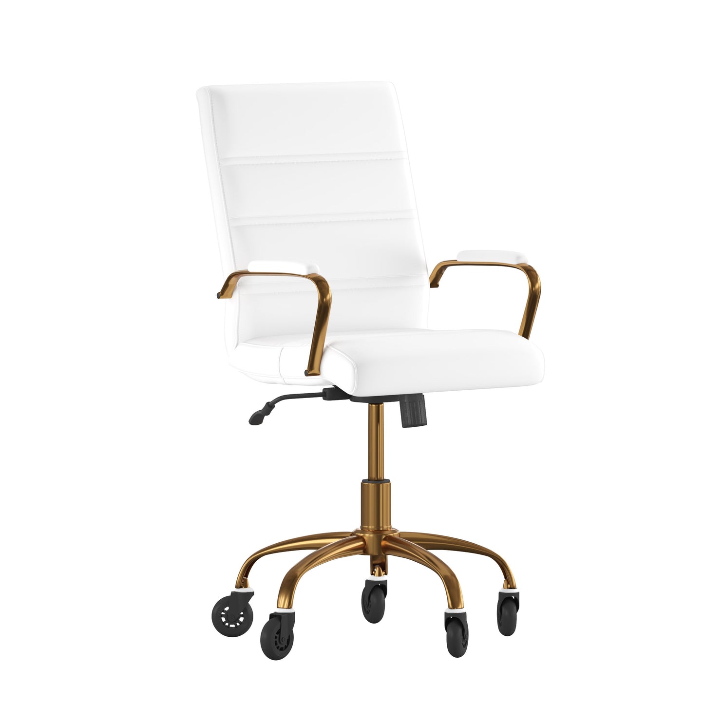 White Chair with Skate Wheels GO-2286M-WH-GLD-RLB-GG