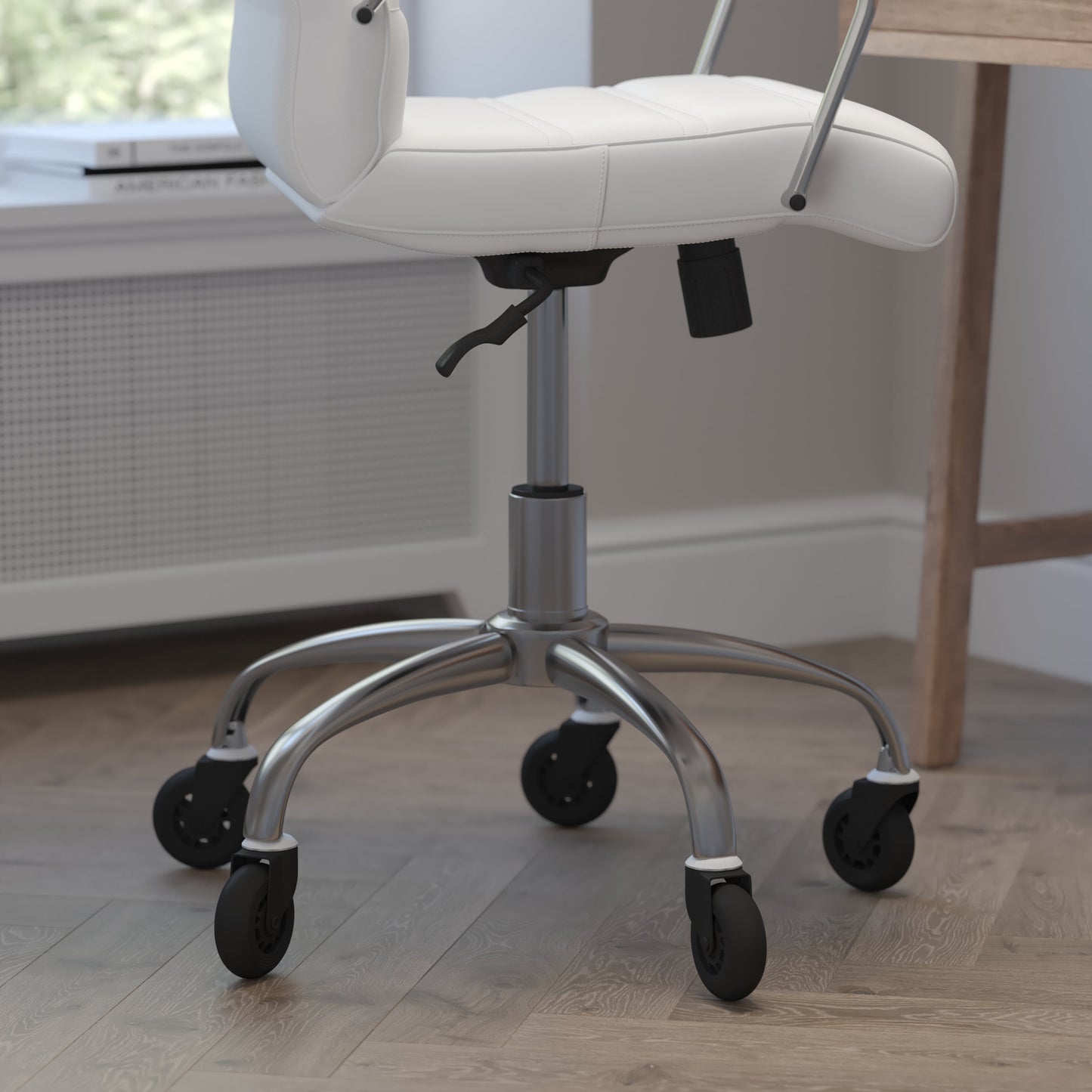 White Chair with Skate Wheels GO-2286M-WH-RLB-GG