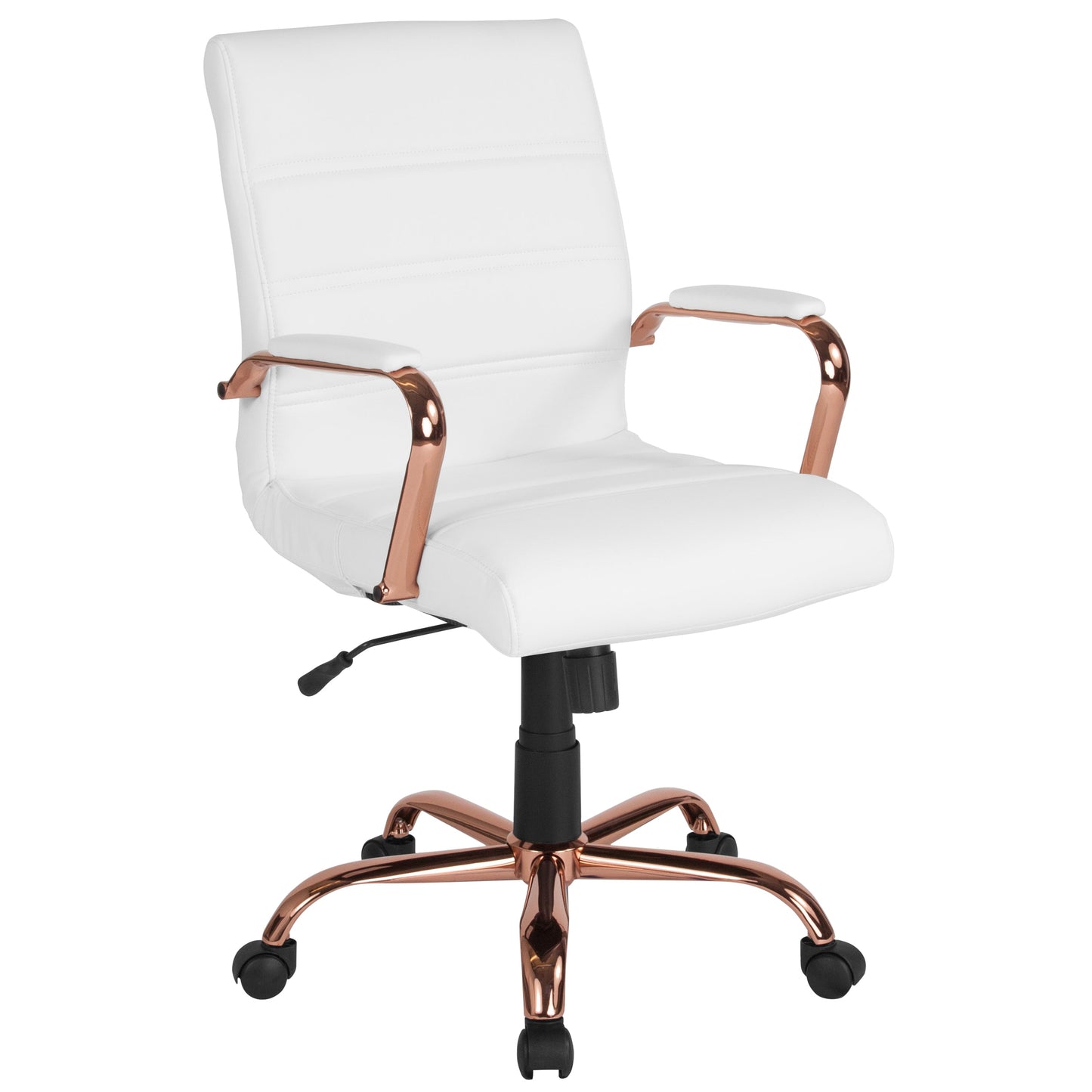 White Mid-Back Leather Chair GO-2286M-WH-RSGLD-GG