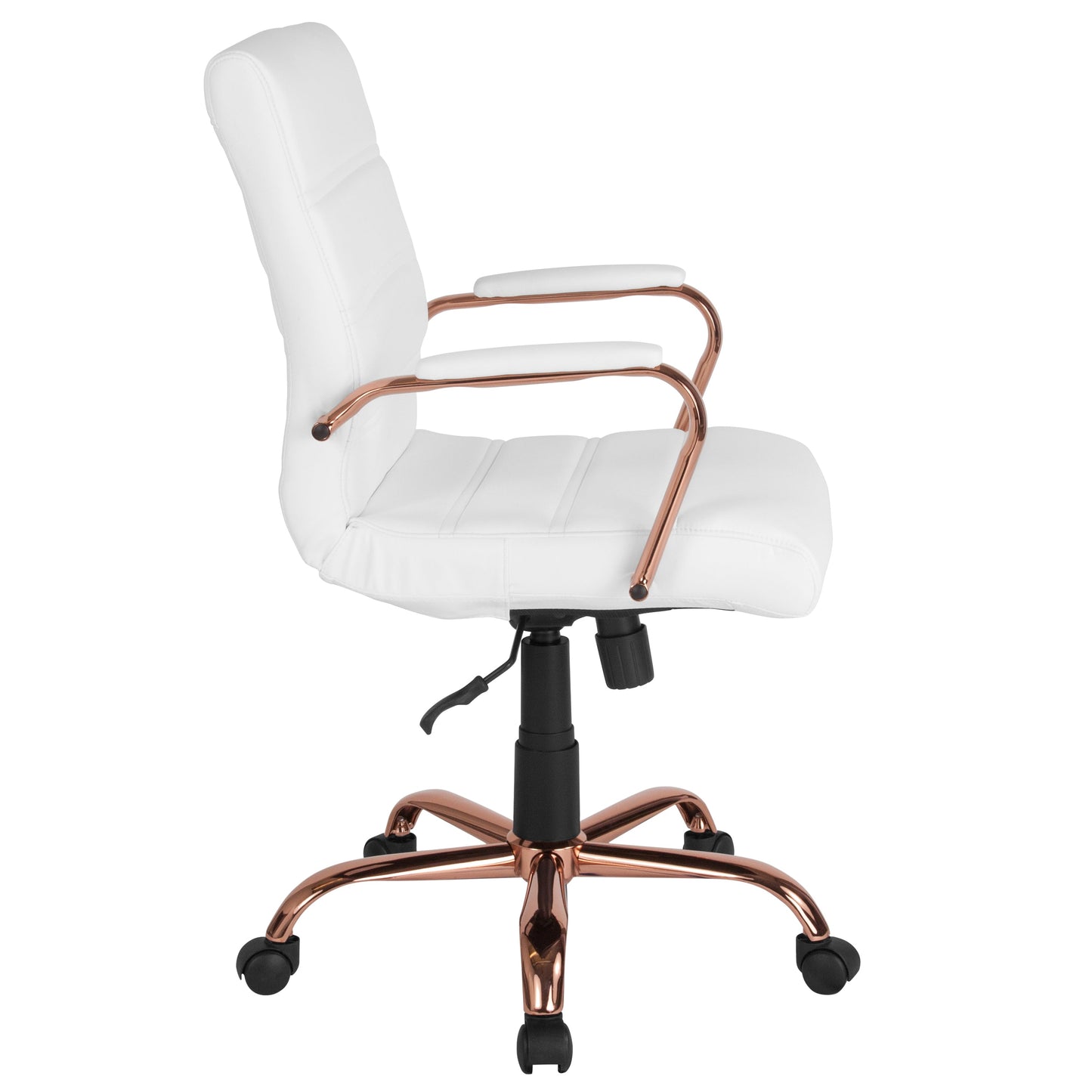 White Mid-Back Leather Chair GO-2286M-WH-RSGLD-GG