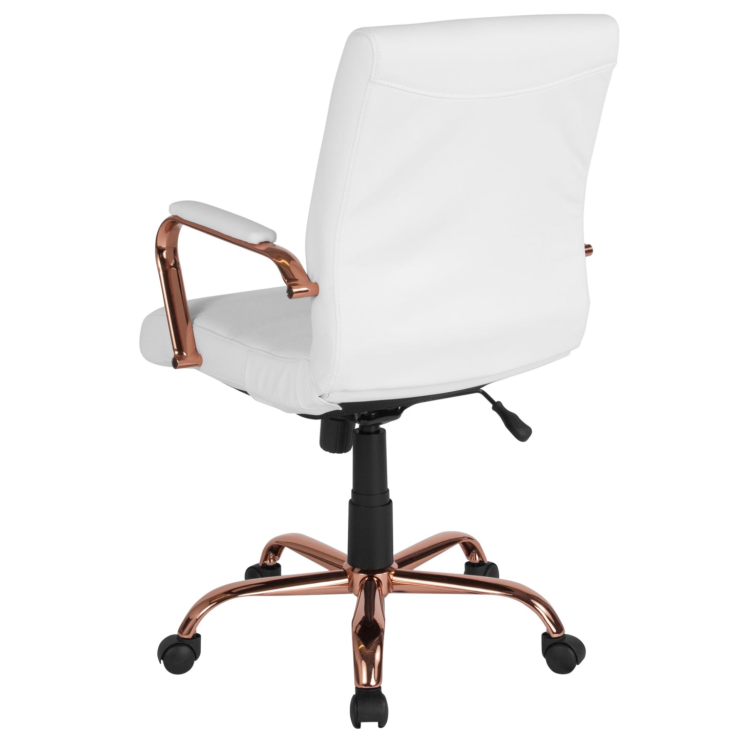 White Mid-Back Leather Chair GO-2286M-WH-RSGLD-GG