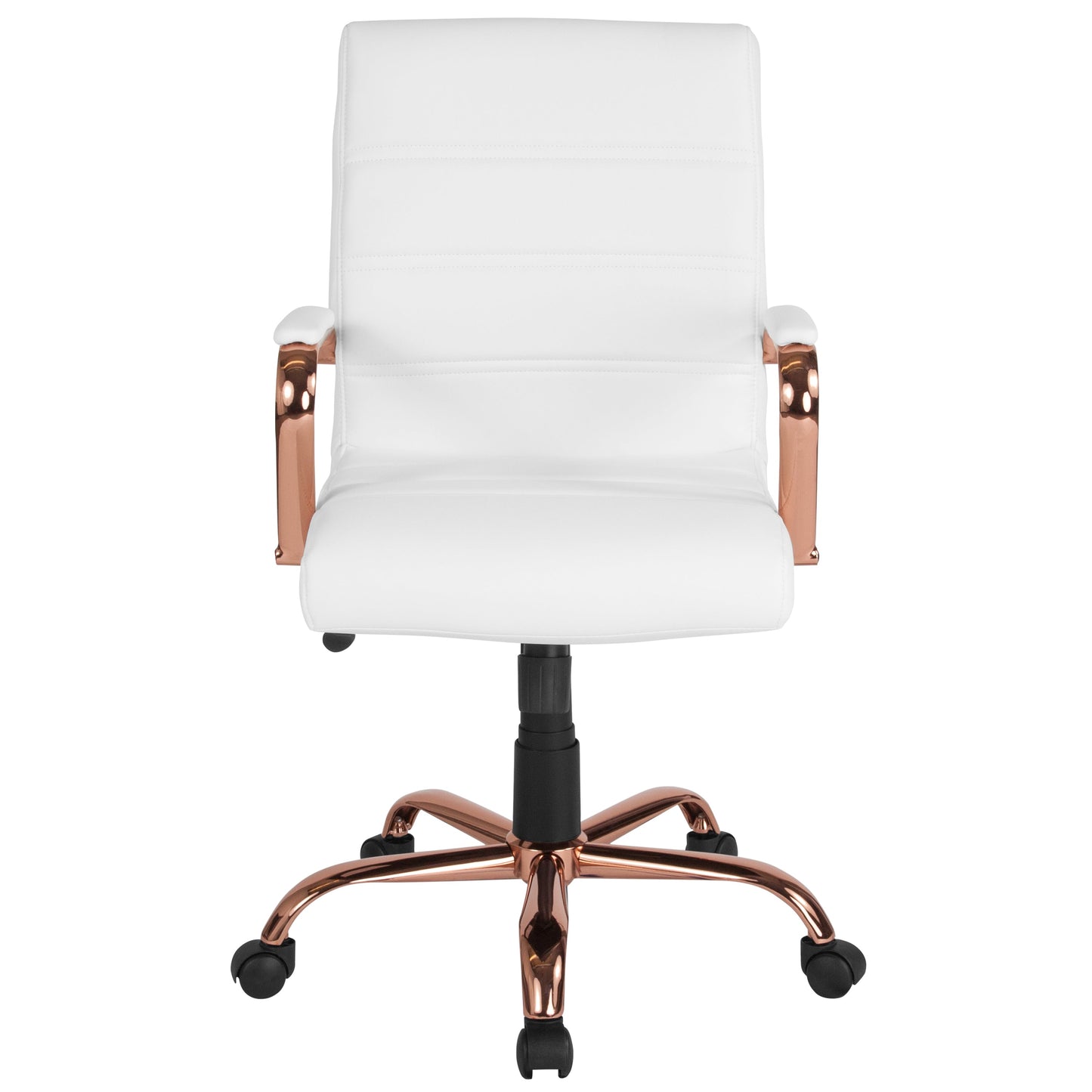 White Mid-Back Leather Chair GO-2286M-WH-RSGLD-GG