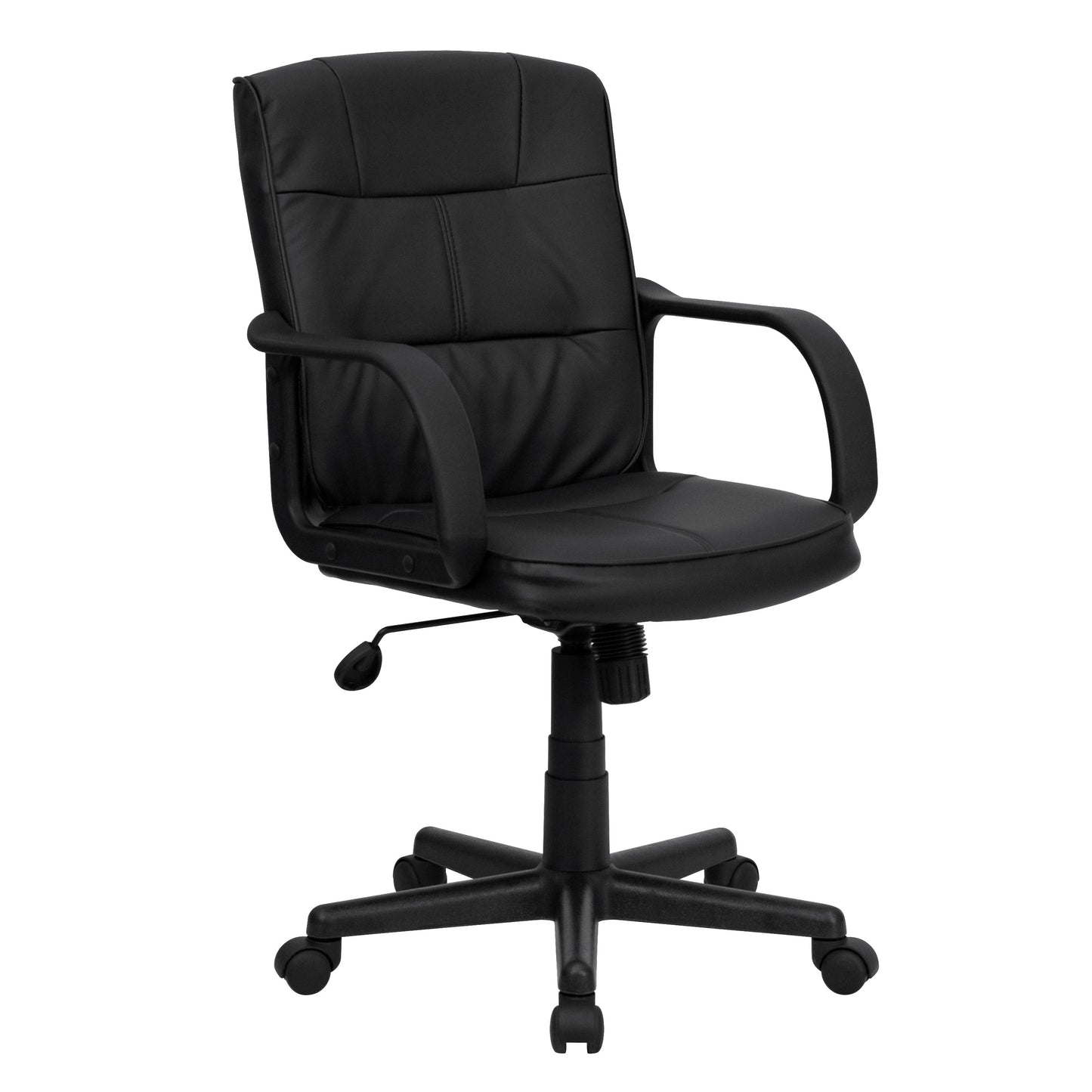 Black Mid-Back Task Chair GO-228S-BK-LEA-GG