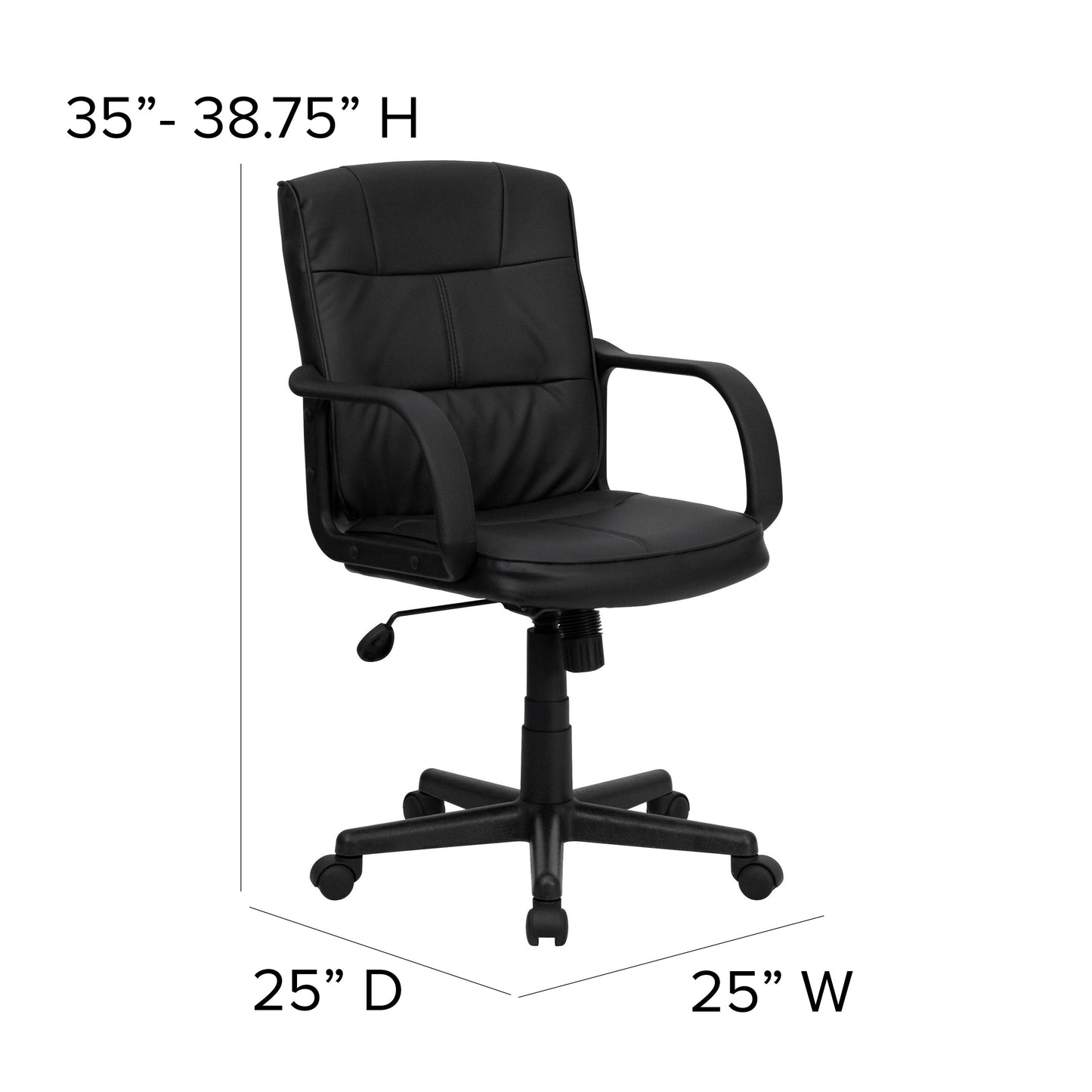 Black Mid-Back Task Chair GO-228S-BK-LEA-GG