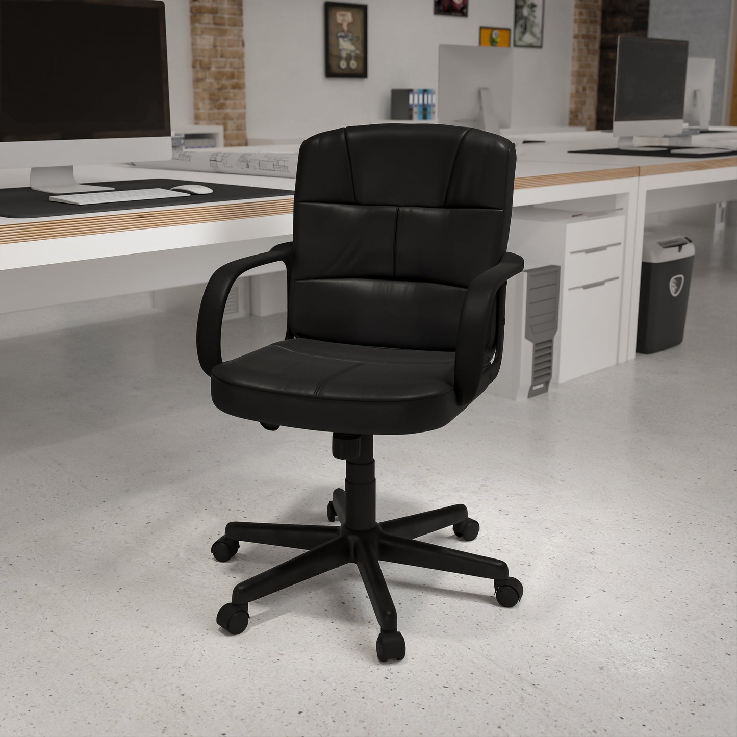 Black Mid-Back Task Chair GO-228S-BK-LEA-GG