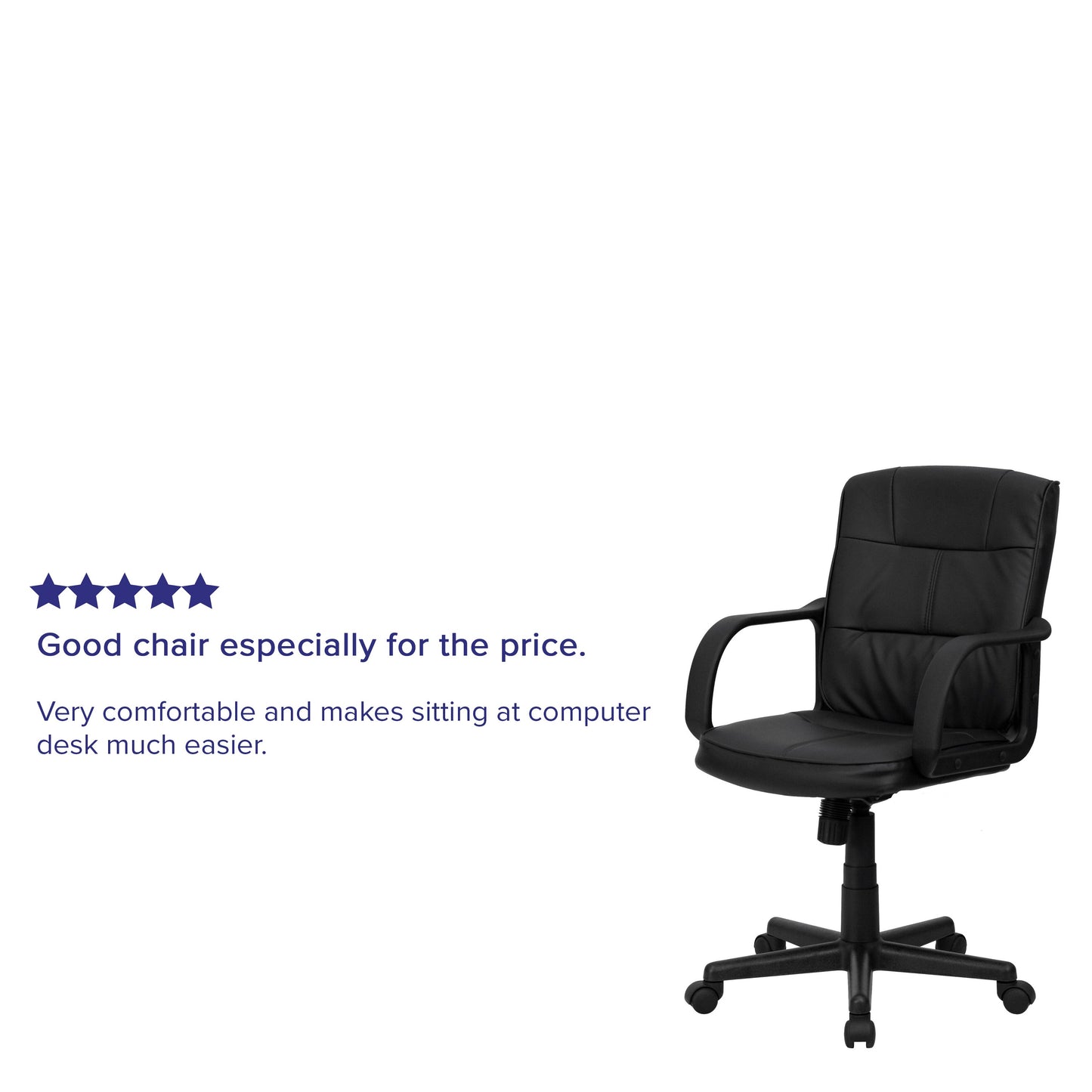 Black Mid-Back Task Chair GO-228S-BK-LEA-GG