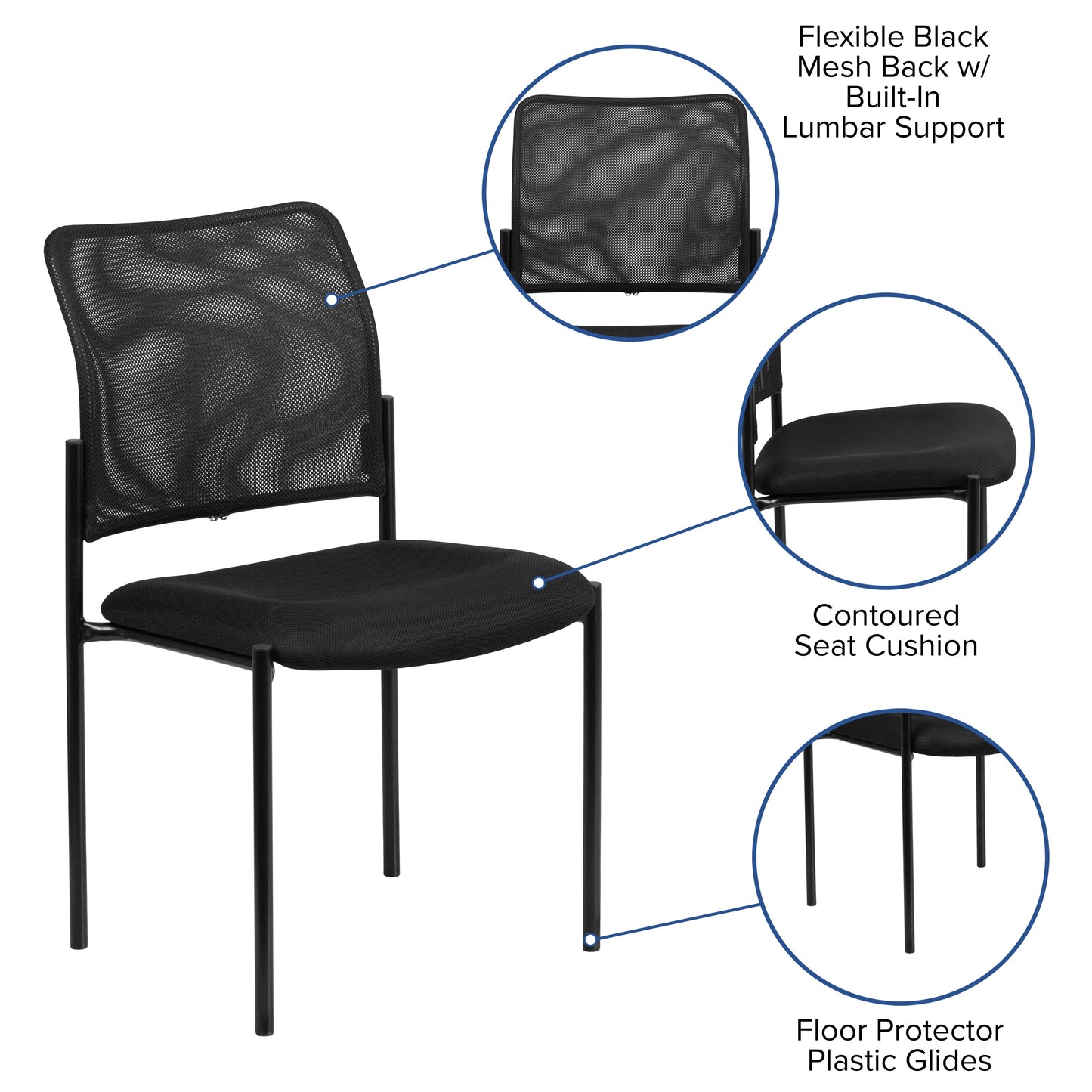 Black Mesh Side Chair GO-515-2-GG