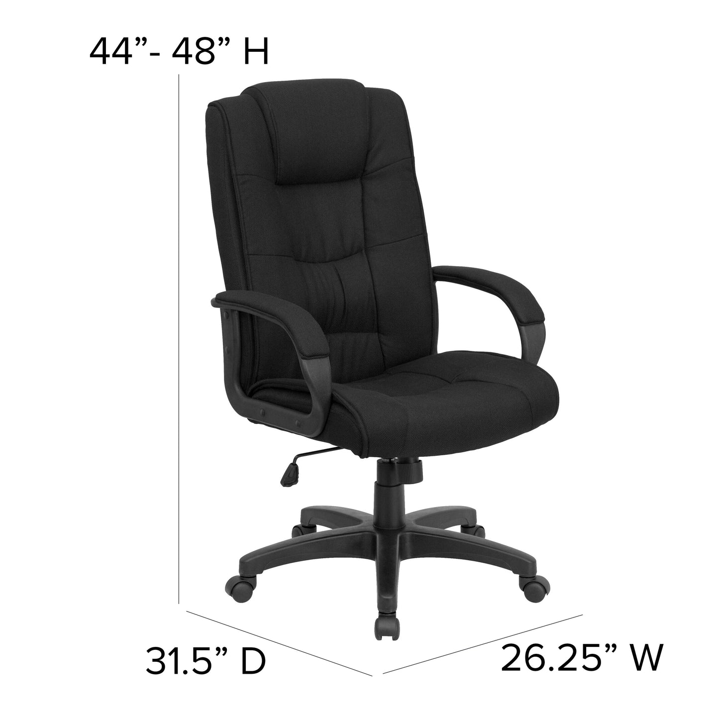 Black High Back Fabric Chair GO-5301B-BK-GG