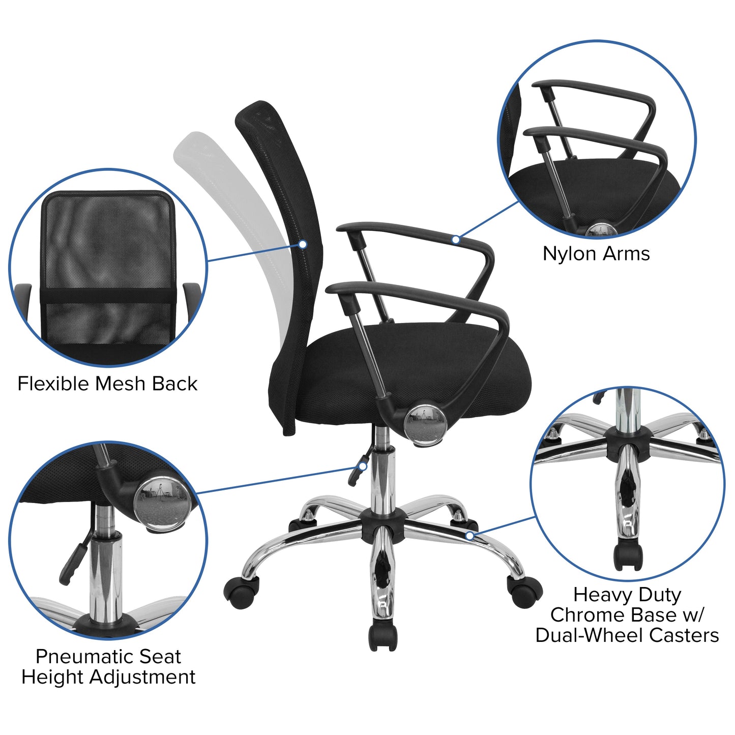 Black Mid-Back Task Chair GO-6057-GG