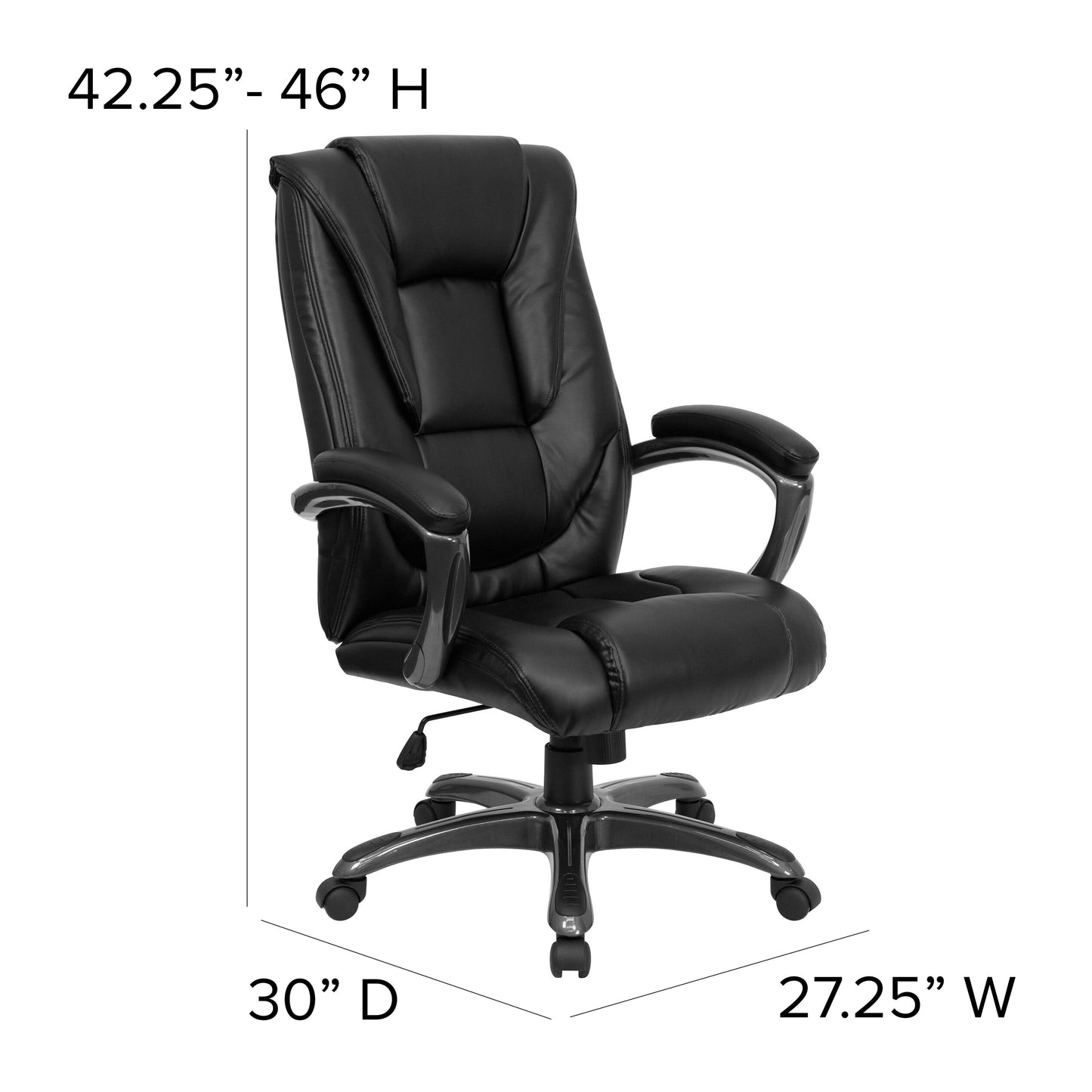 Black High Back Leather Chair GO-7194B-BK-GG