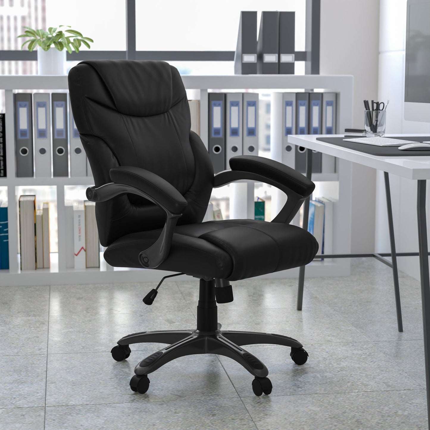 Black Mid-Back Task Chair GO-724M-MID-BK-LEA-GG