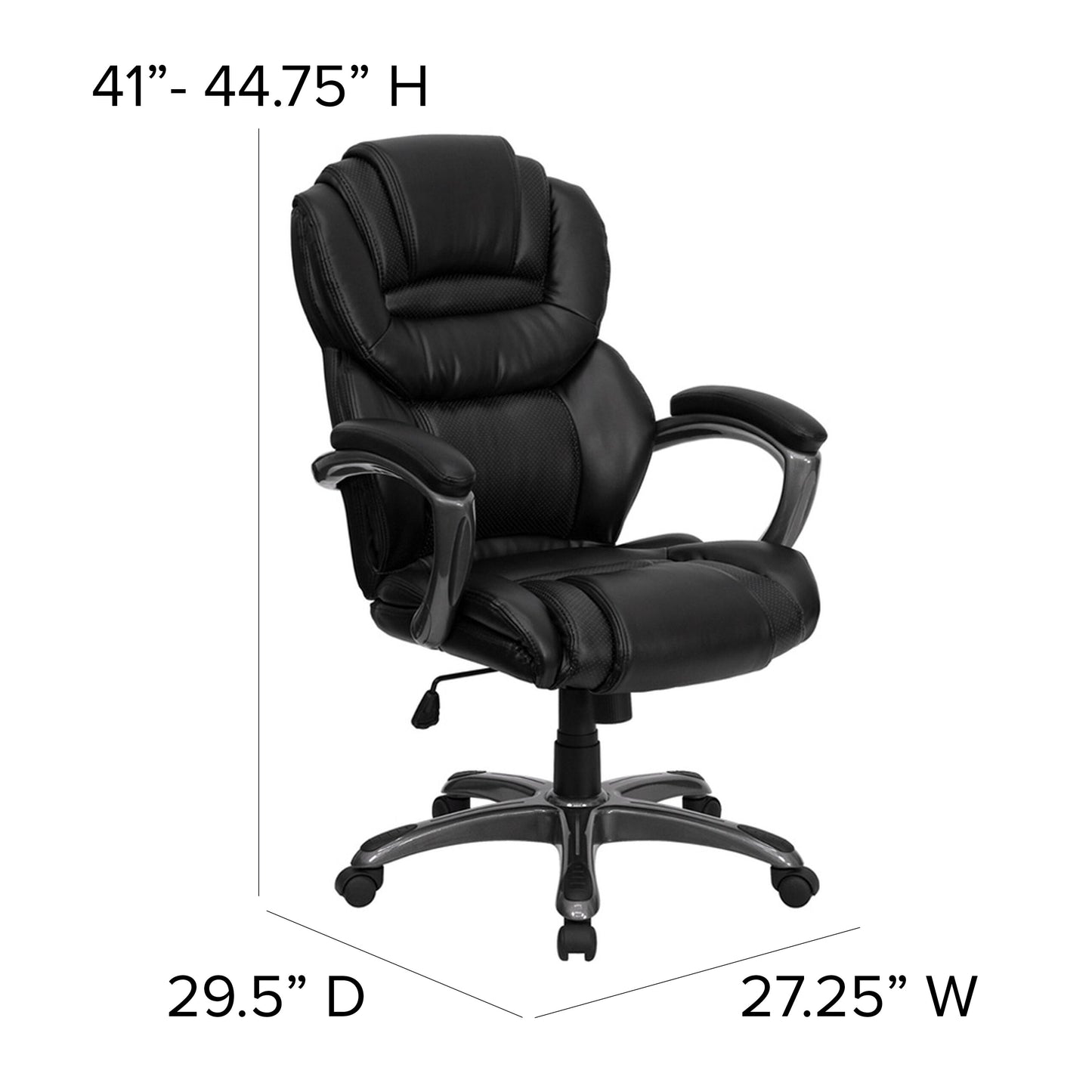 Black High Back Leather Chair GO-901-BK-GG