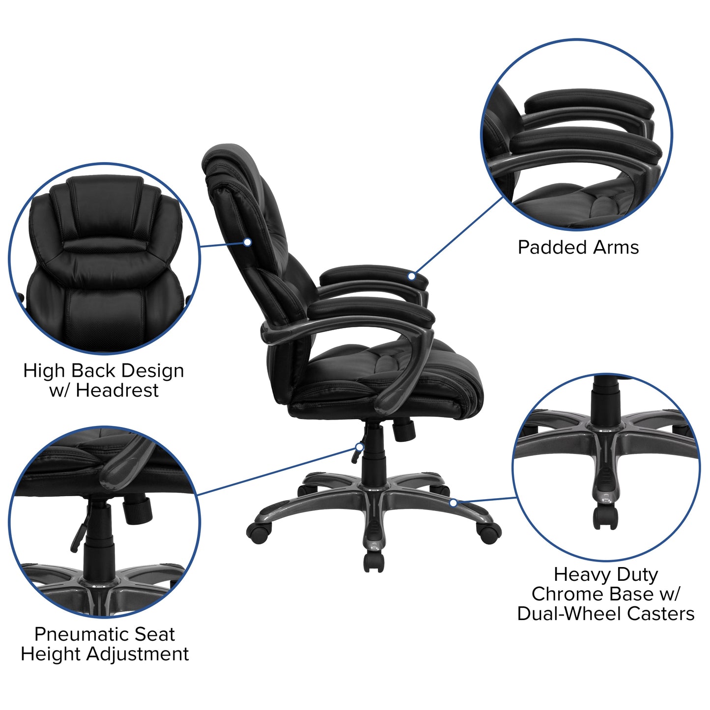 Black High Back Leather Chair GO-901-BK-GG