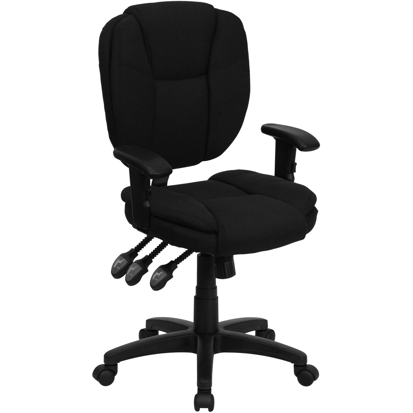 Black Mid-Back Fabric Chair GO-930F-BK-ARMS-GG