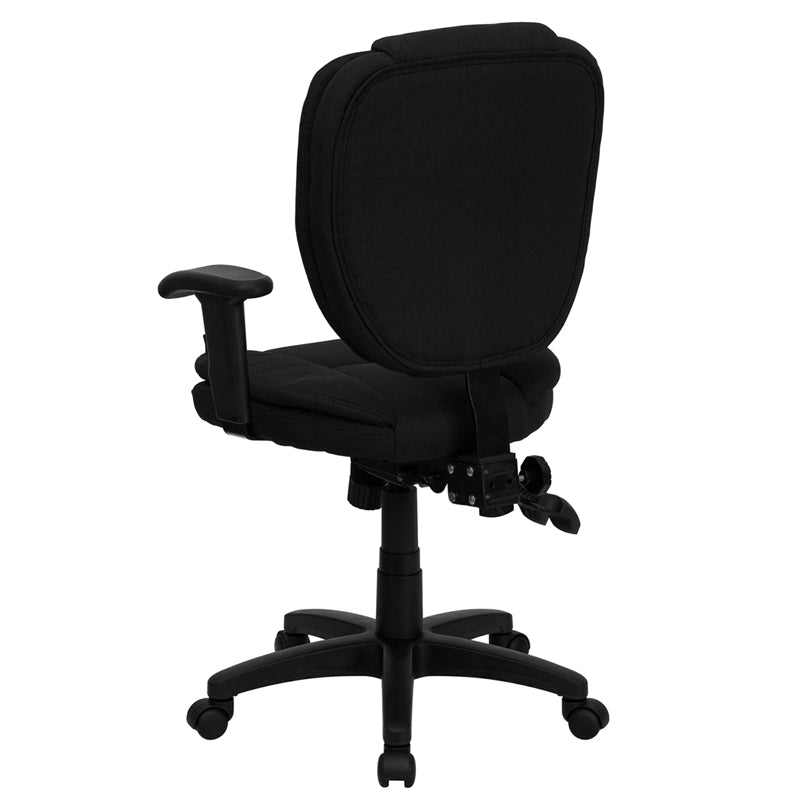 Black Mid-Back Fabric Chair GO-930F-BK-ARMS-GG