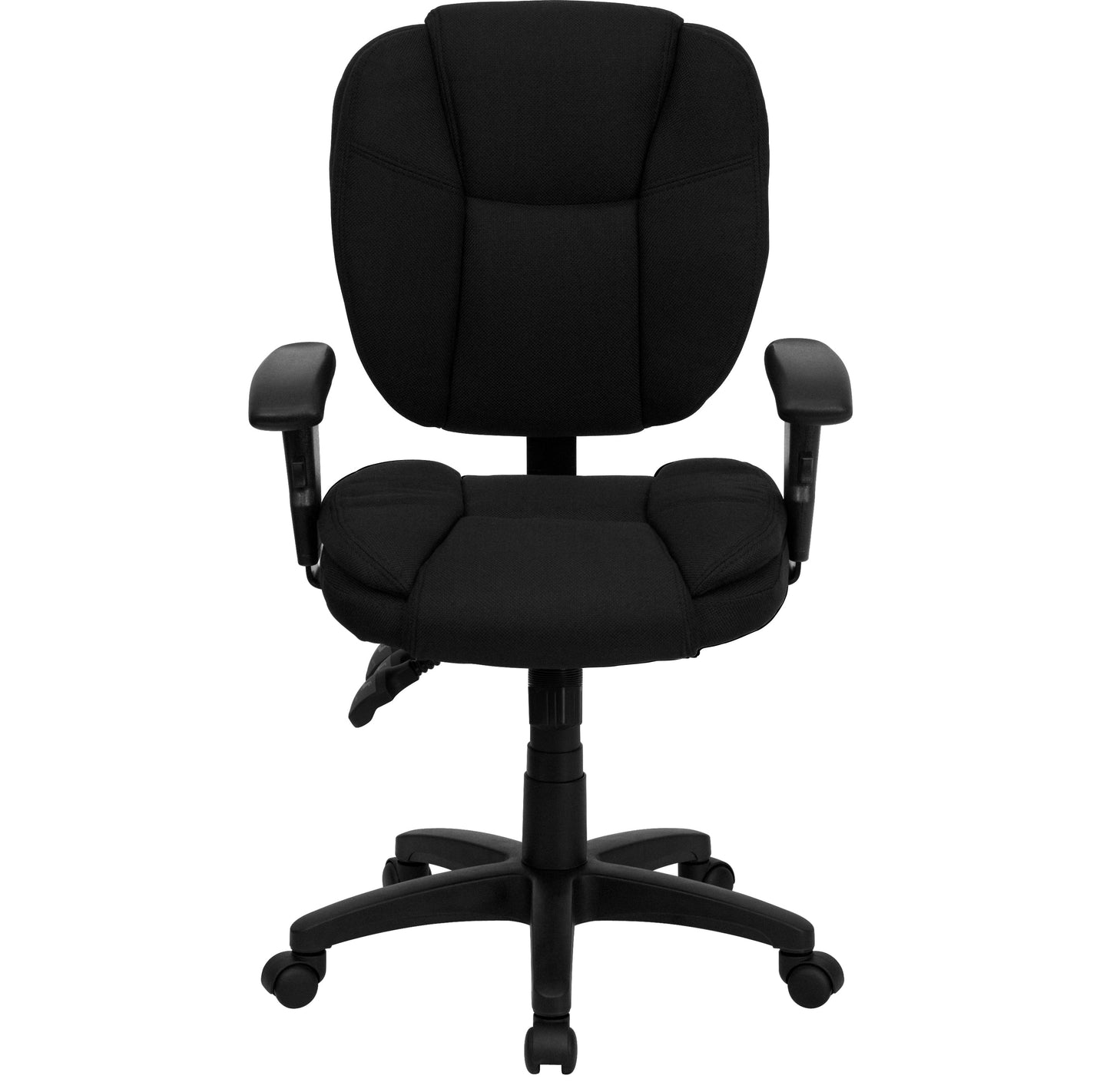 Black Mid-Back Fabric Chair GO-930F-BK-ARMS-GG