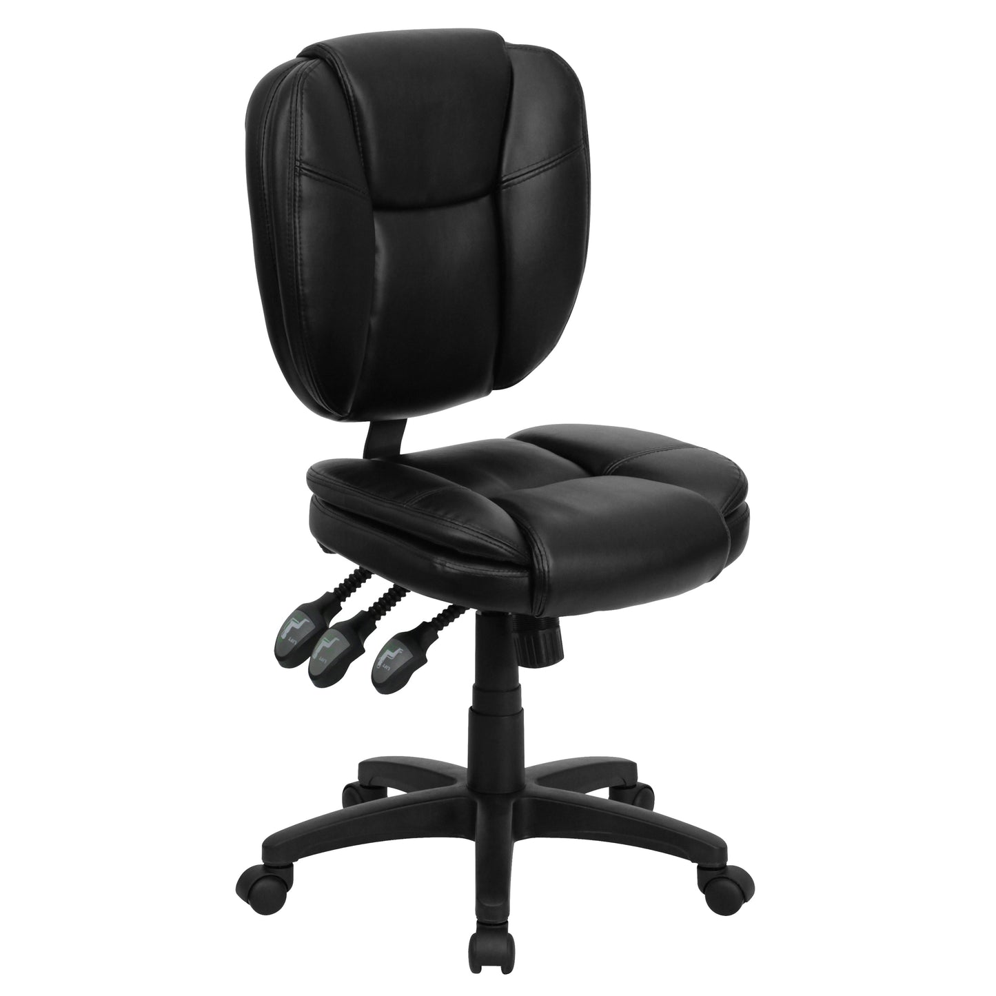 Black Mid-Back Leather Chair GO-930F-BK-LEA-GG