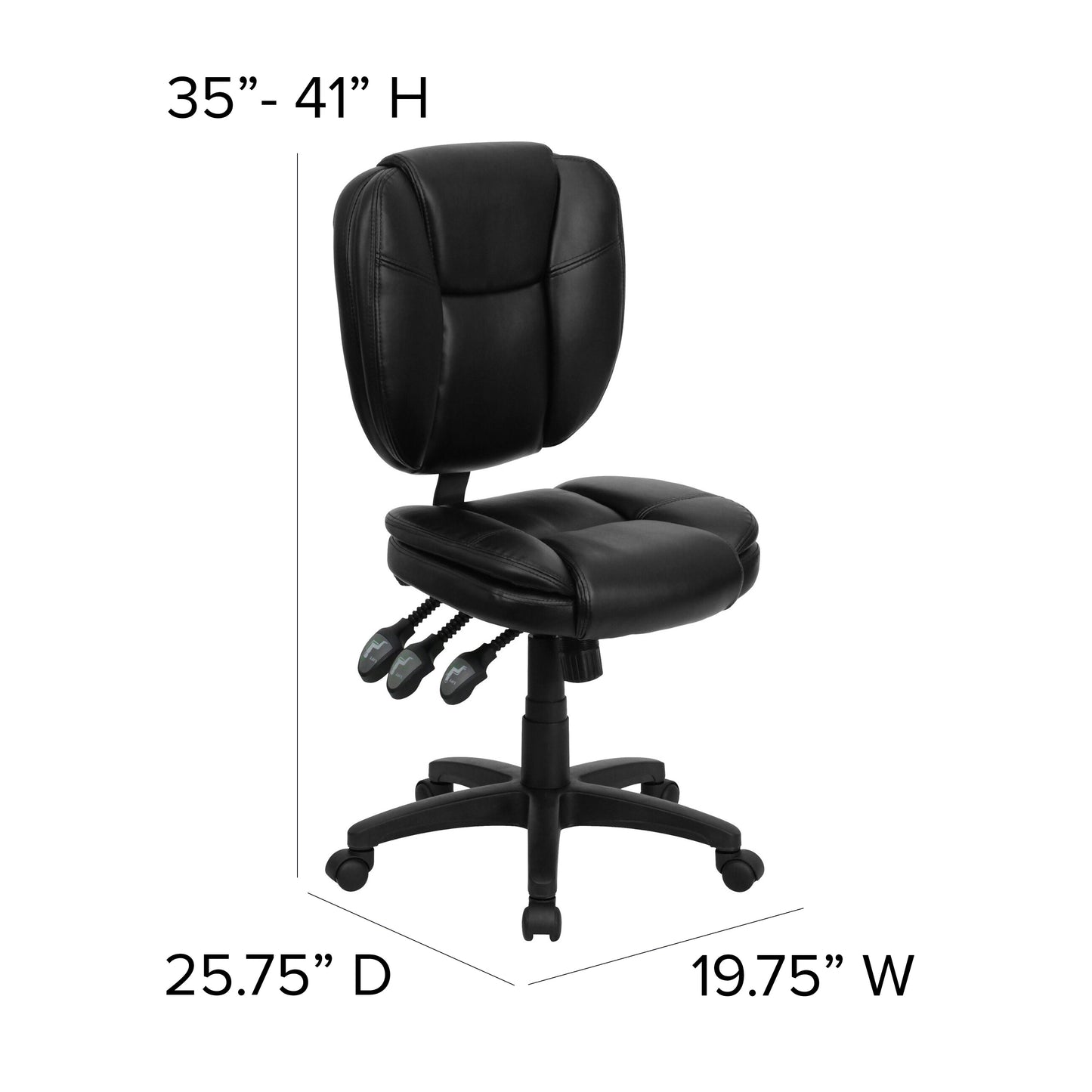 Black Mid-Back Leather Chair GO-930F-BK-LEA-GG