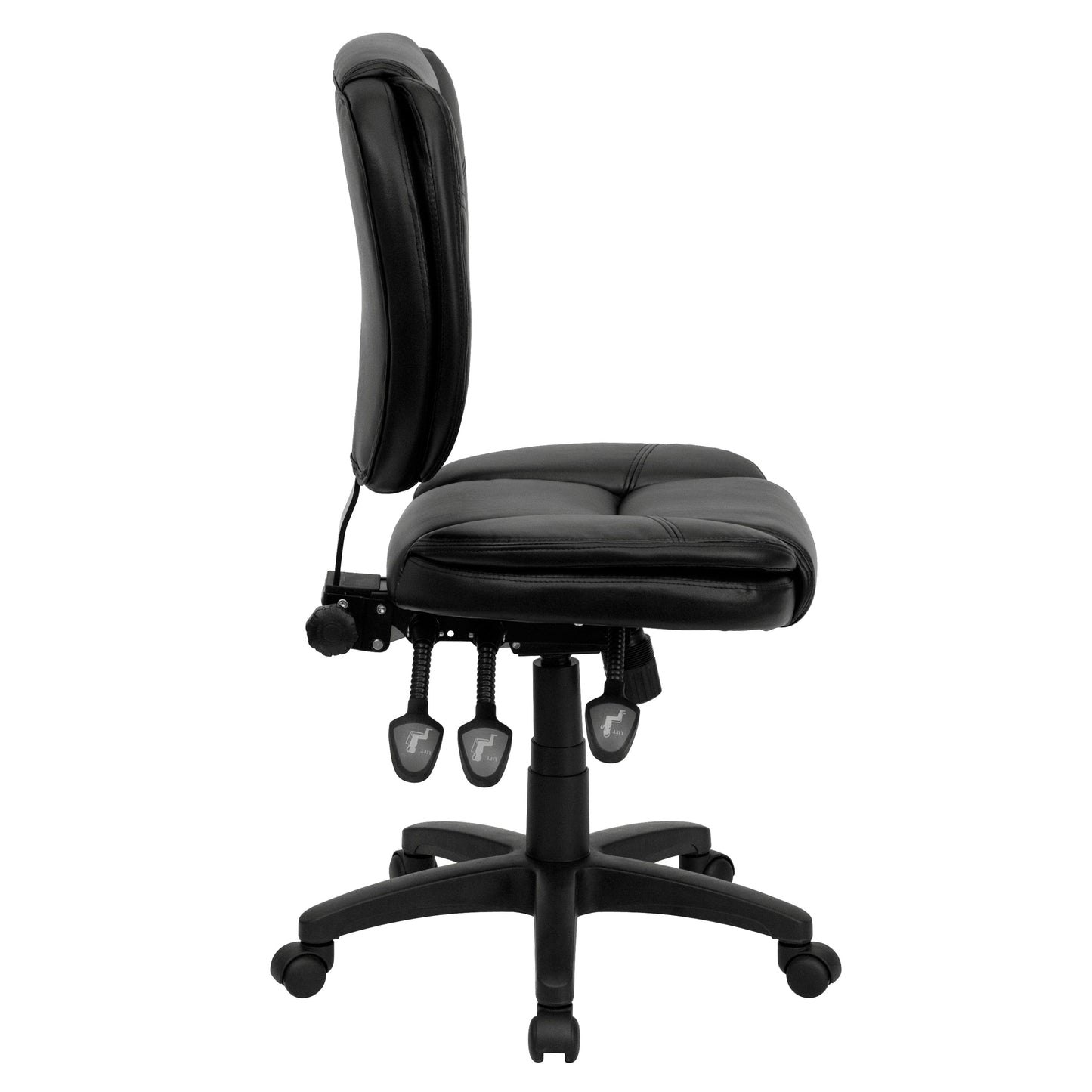 Black Mid-Back Leather Chair GO-930F-BK-LEA-GG