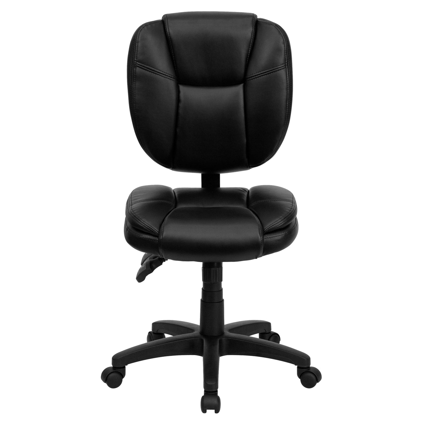 Black Mid-Back Leather Chair GO-930F-BK-LEA-GG