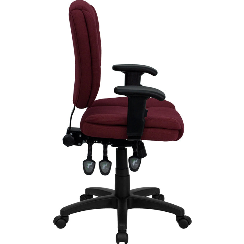 Burgundy Mid-Back Fabric Chair GO-930F-BY-ARMS-GG