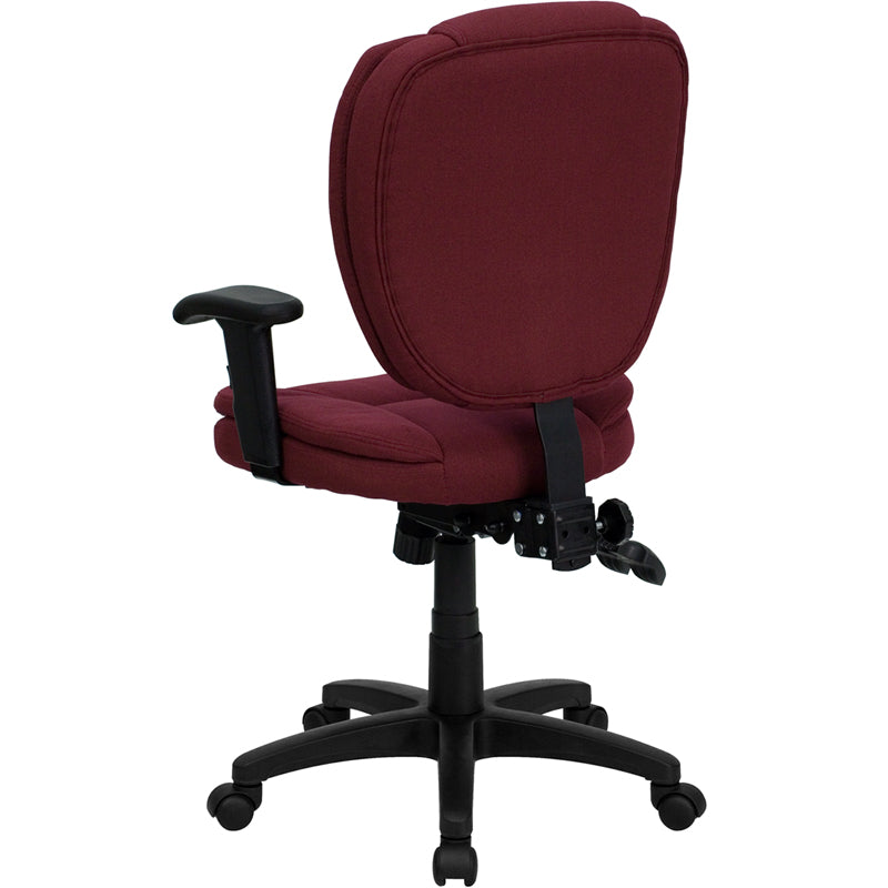 Burgundy Mid-Back Fabric Chair GO-930F-BY-ARMS-GG