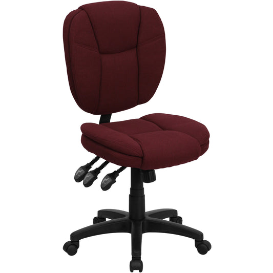 Burgundy Mid-Back Fabric Chair GO-930F-BY-GG